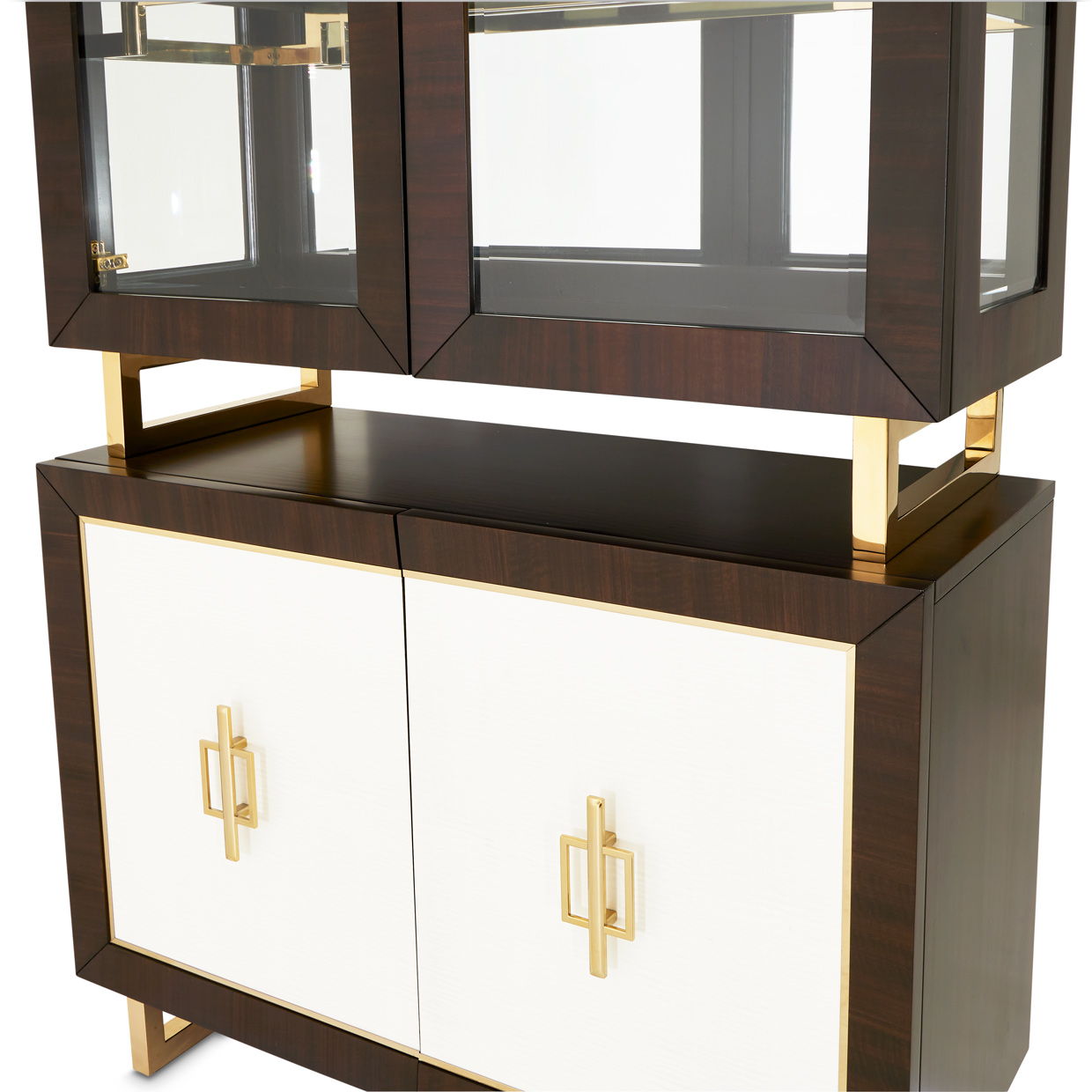 Belmont Place - Display Cabinet - White / Dark Brown - Best Buy Furniture