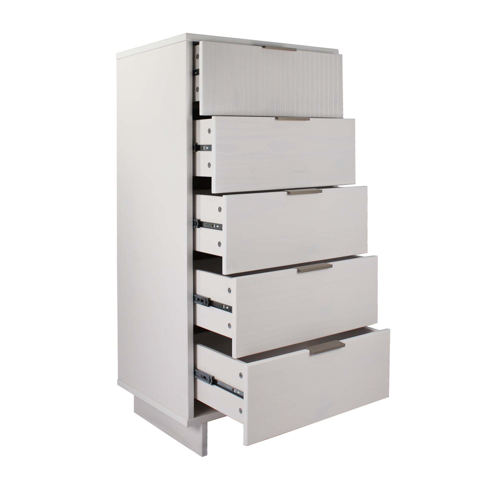 Granville - Tall Narrow Dresser With 5 Full Extension Drawers - White