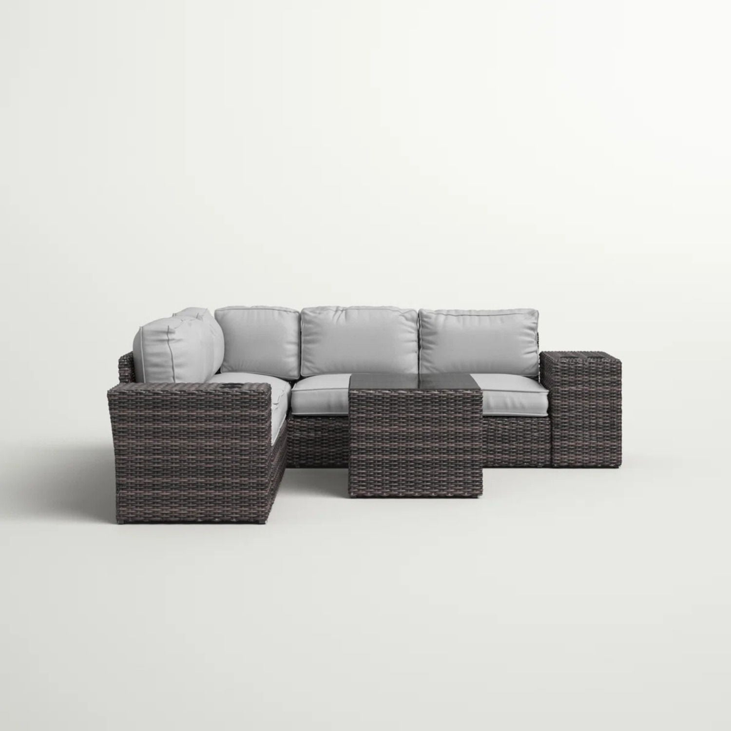 Modern Patio Rattan Sectional Set With Cushions - Best Buy Furniture