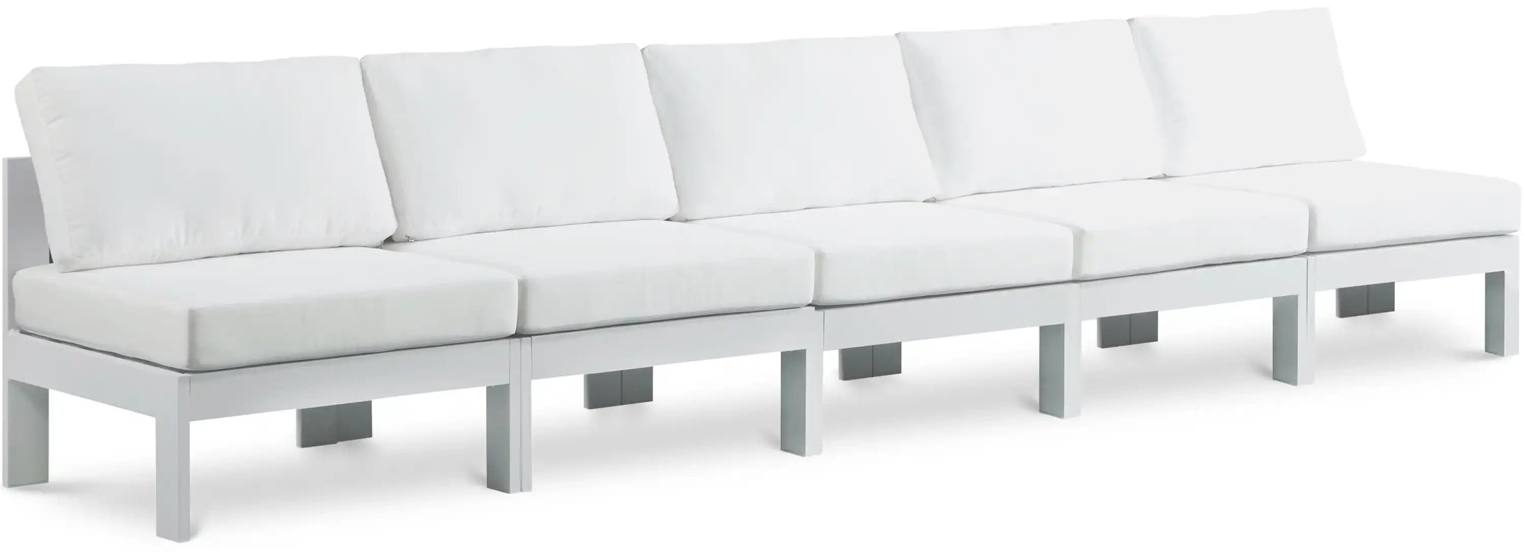 Nizuc - Outdoor Patio 5 Seat Modular Armless Sofa With White Frame - Best Buy Furniture