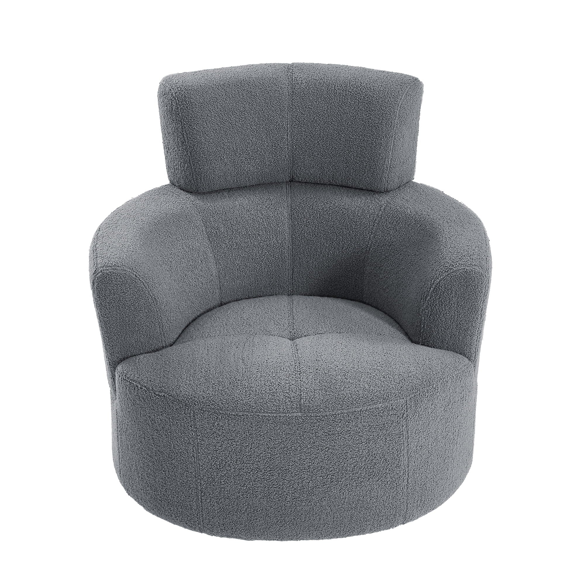 360° Swivel Chair Upholstered Accent Barrel Chair With Adjustable Headrest - Best Buy Furniture