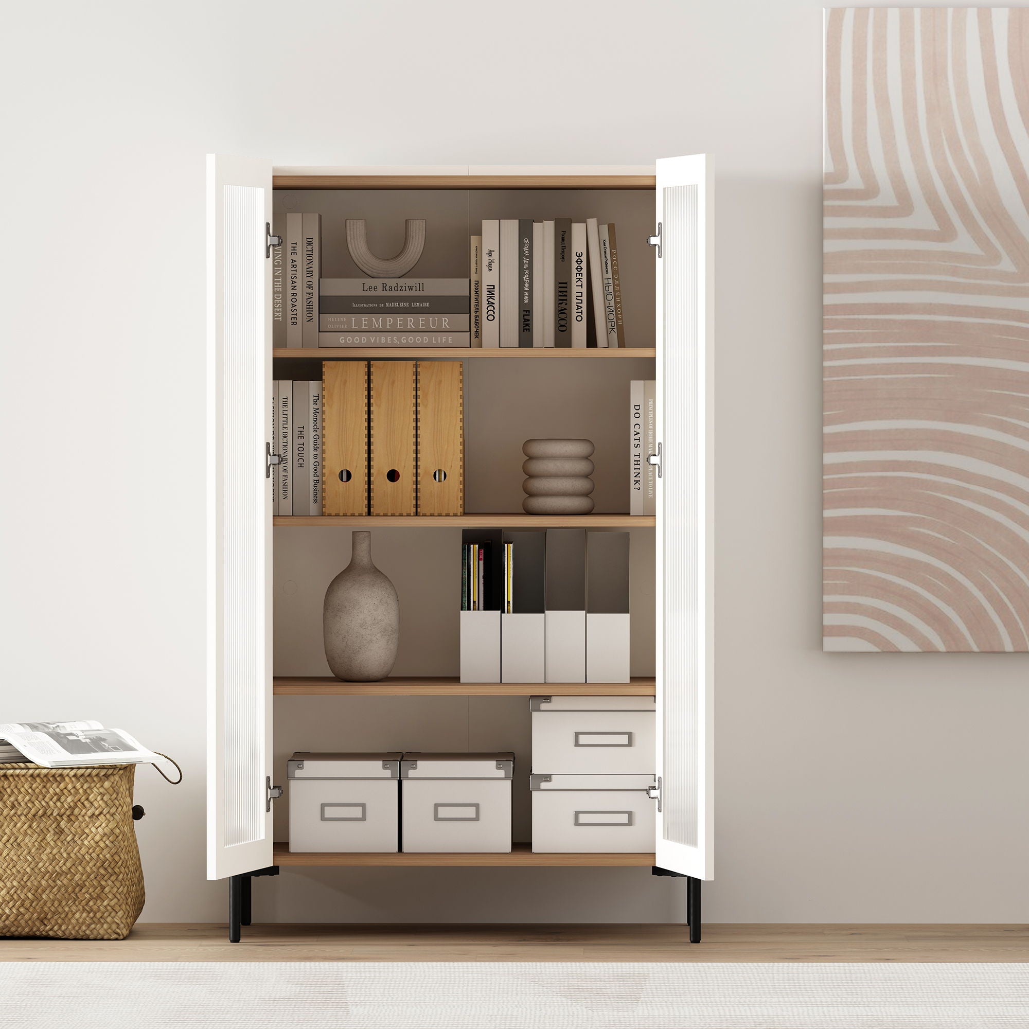 Abbey - Bookcase Cabinet With 4 Adjustable Shelves