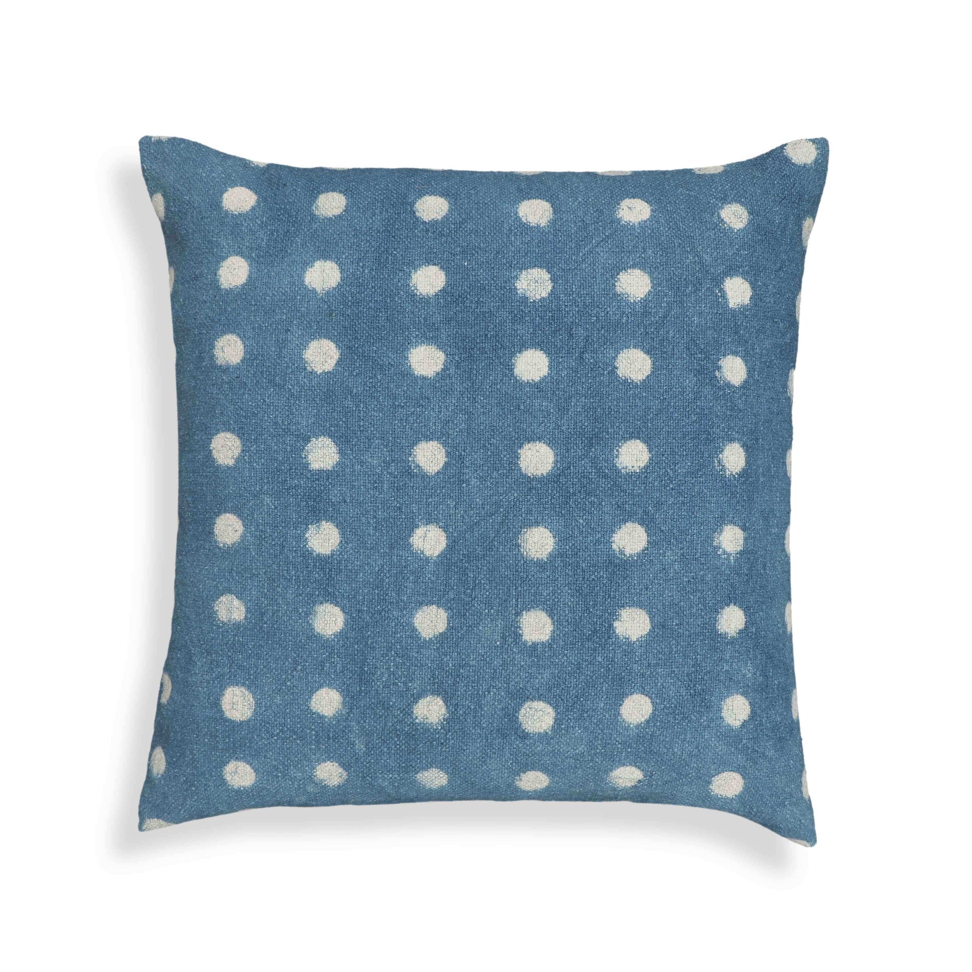 Indigo - Dots Cotton Square Accent Pillow - Indigo - Best Buy Furniture