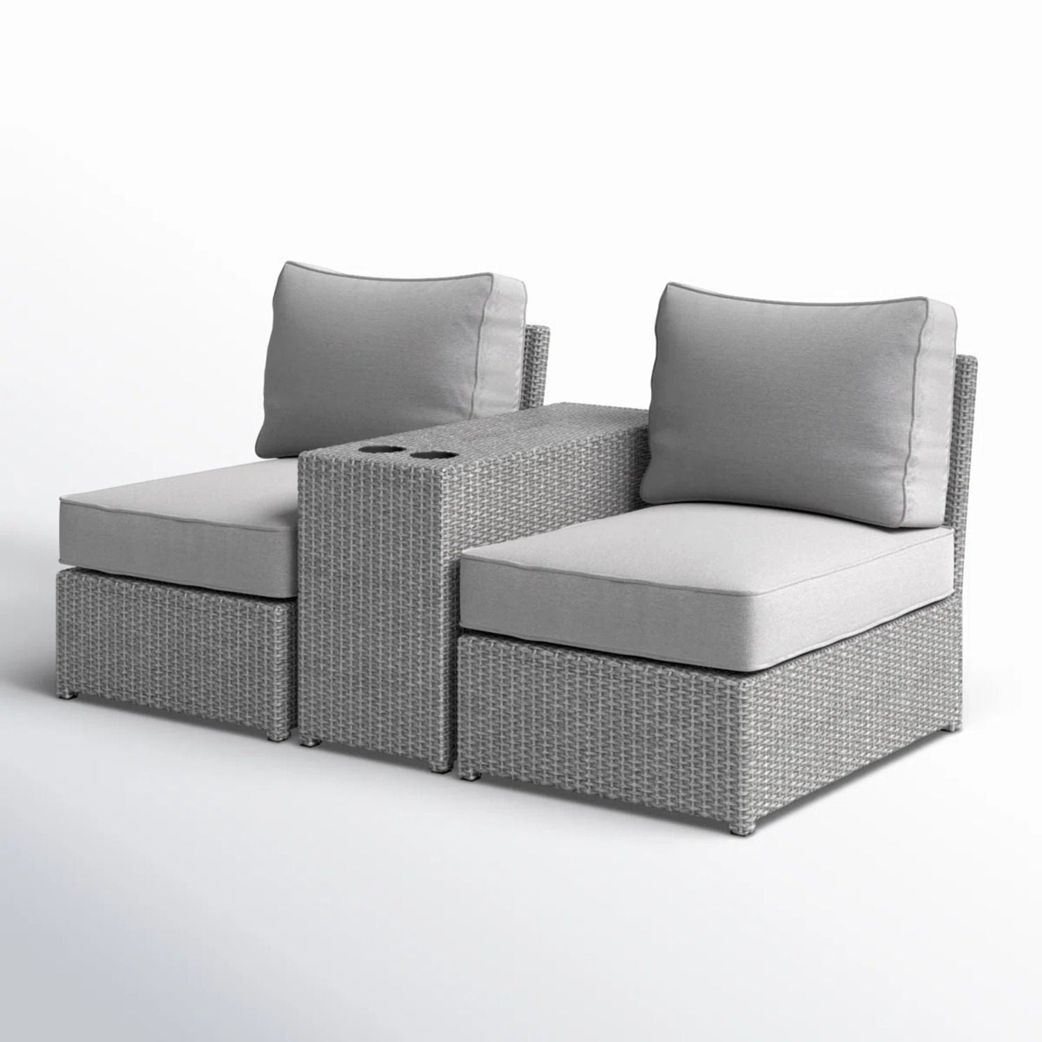 2 Person Wicker Conversation Set With Cushions, Weather Resistant - Best Buy Furniture