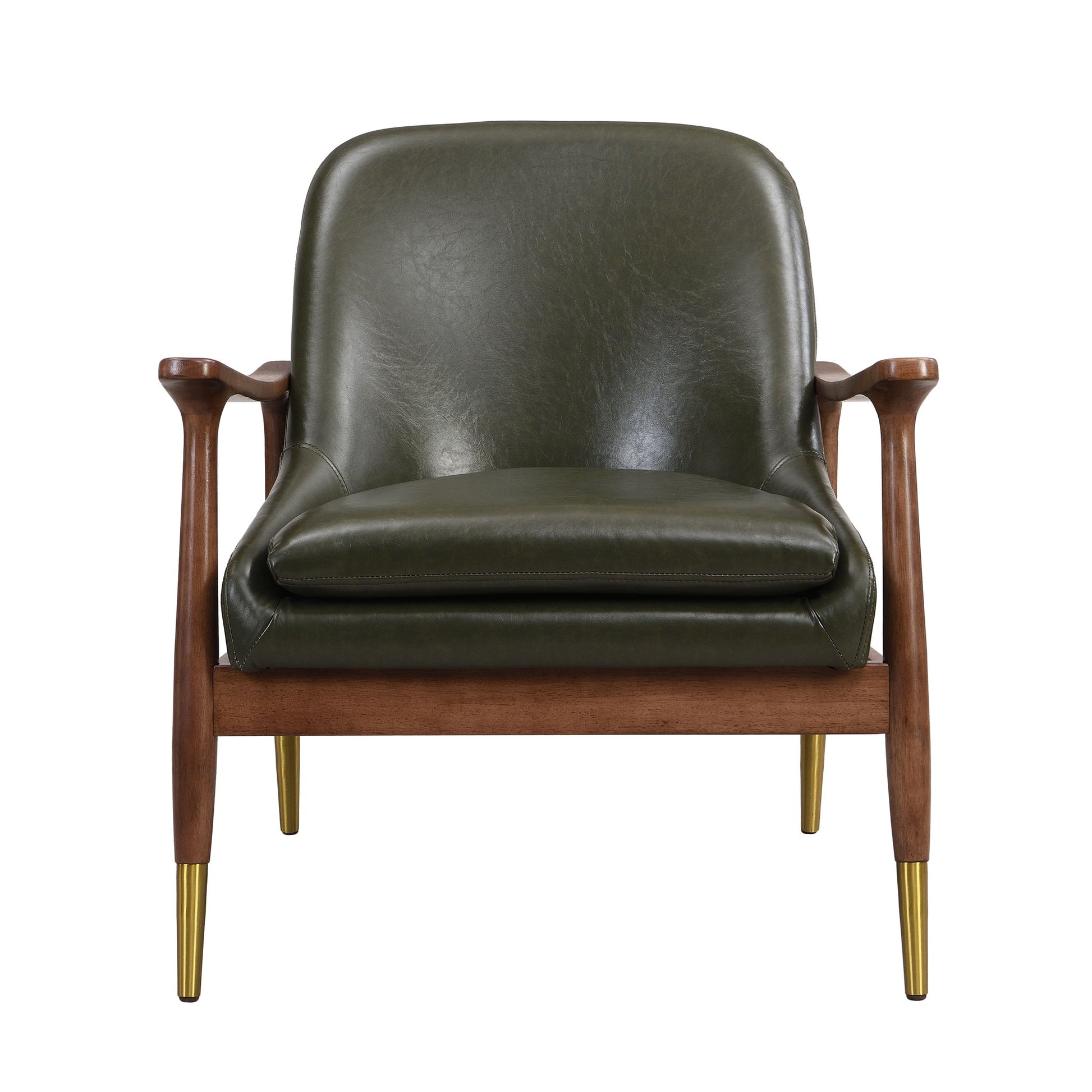 Mid - Century Accent Chair With Cushioned Seat, Brass Tipped Legs - Best Buy Furniture
