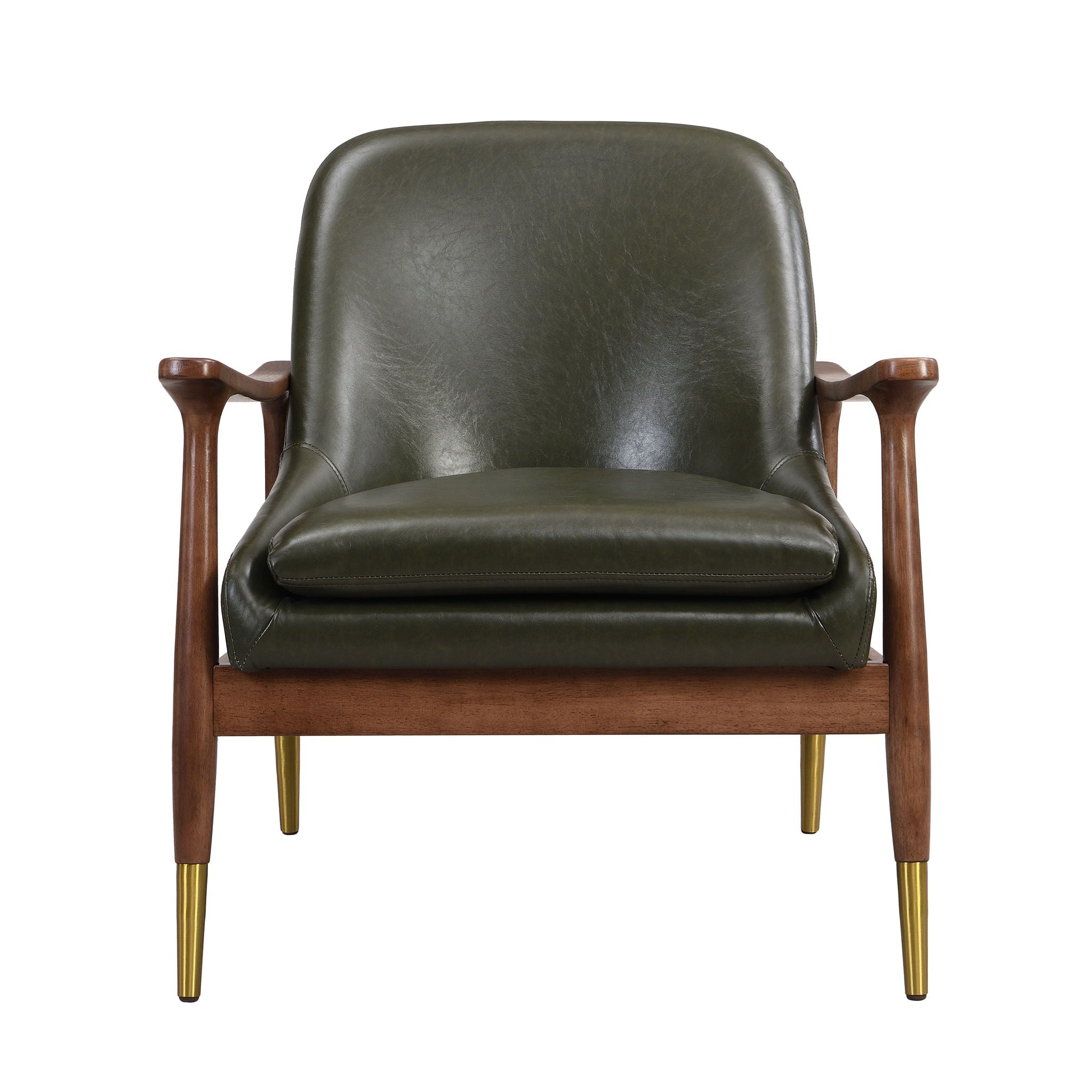 Mid - Century Accent Chair With Cushioned Seat, Brass Tipped Legs - Best Buy Furniture