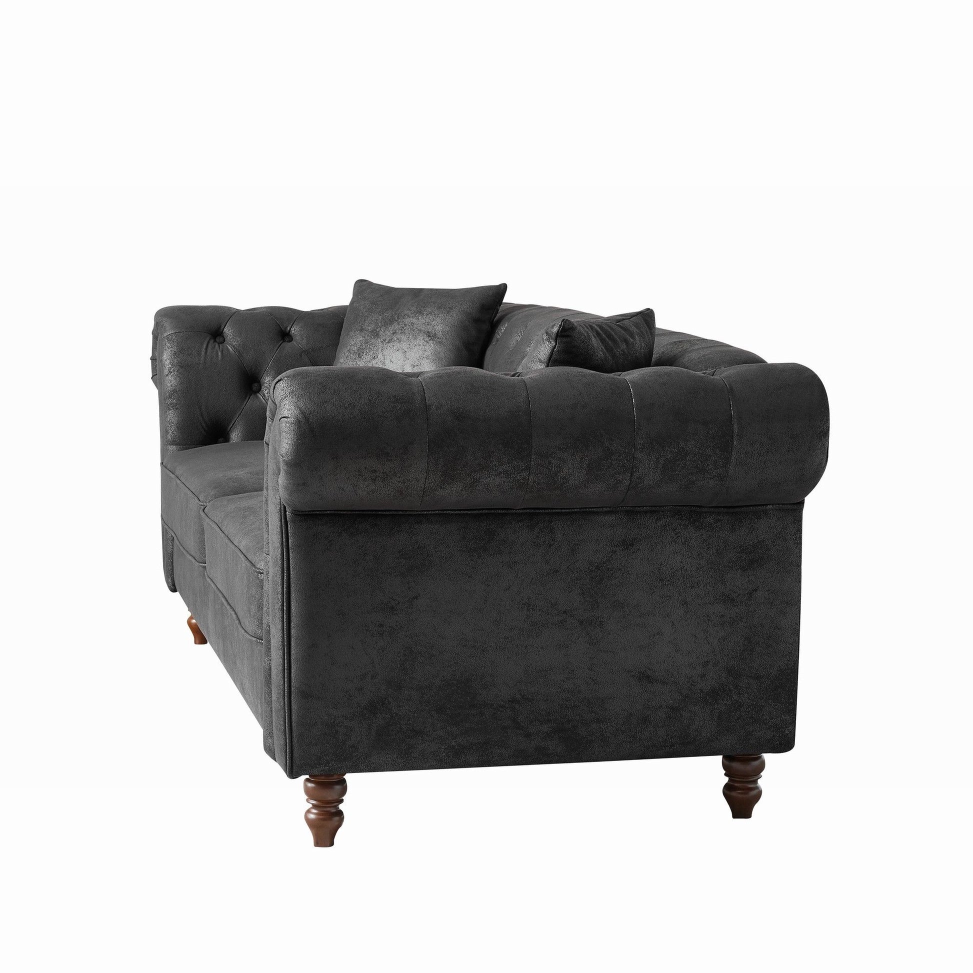 Chesterfield 3 And 3 Seater Sofa Set High Tech Fabric Roll Armrest Upholstered Couch - Best Buy Furniture