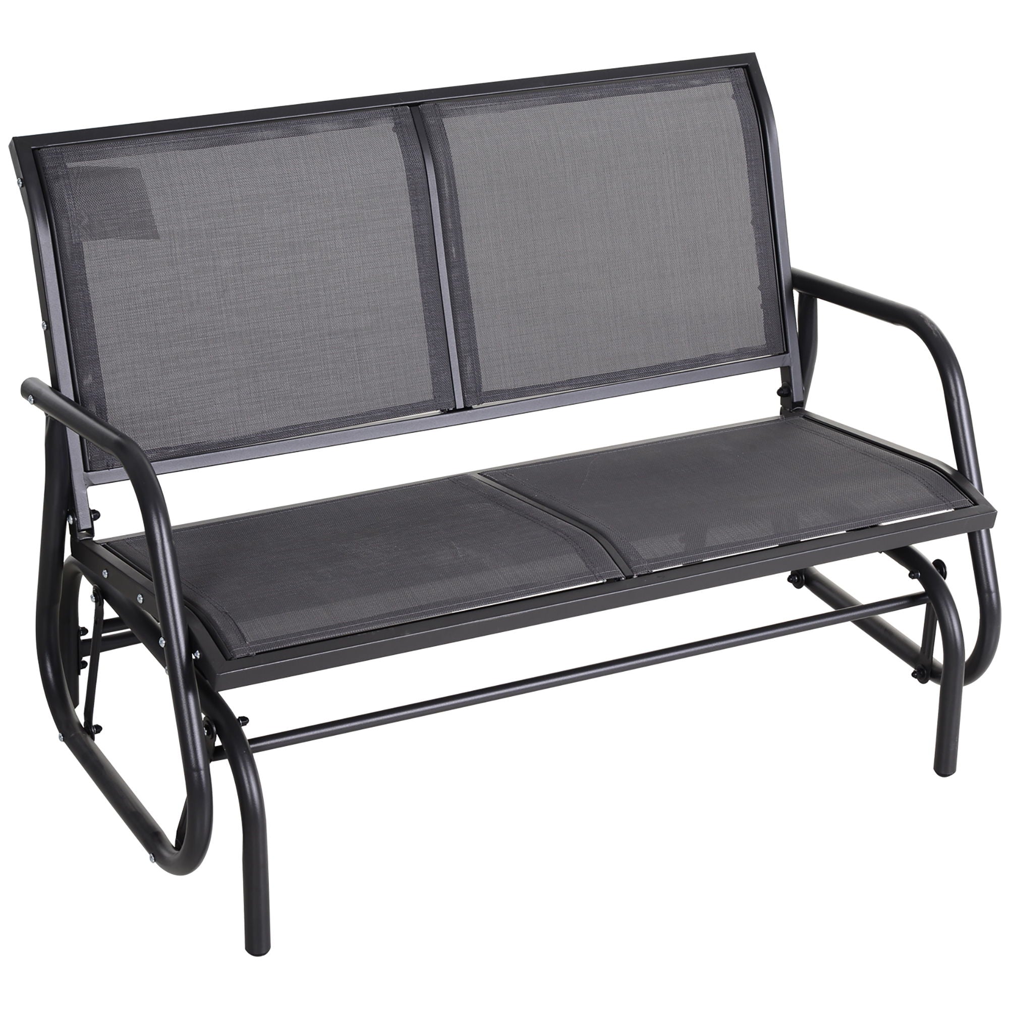 Outsunny - 2 Person Outdoor Glider Bench, Patio Double Swing Rocking Chair Loveseat With Powder Coated Steel Frame For Backyard Garden Porch - Gray - Best Buy Furniture