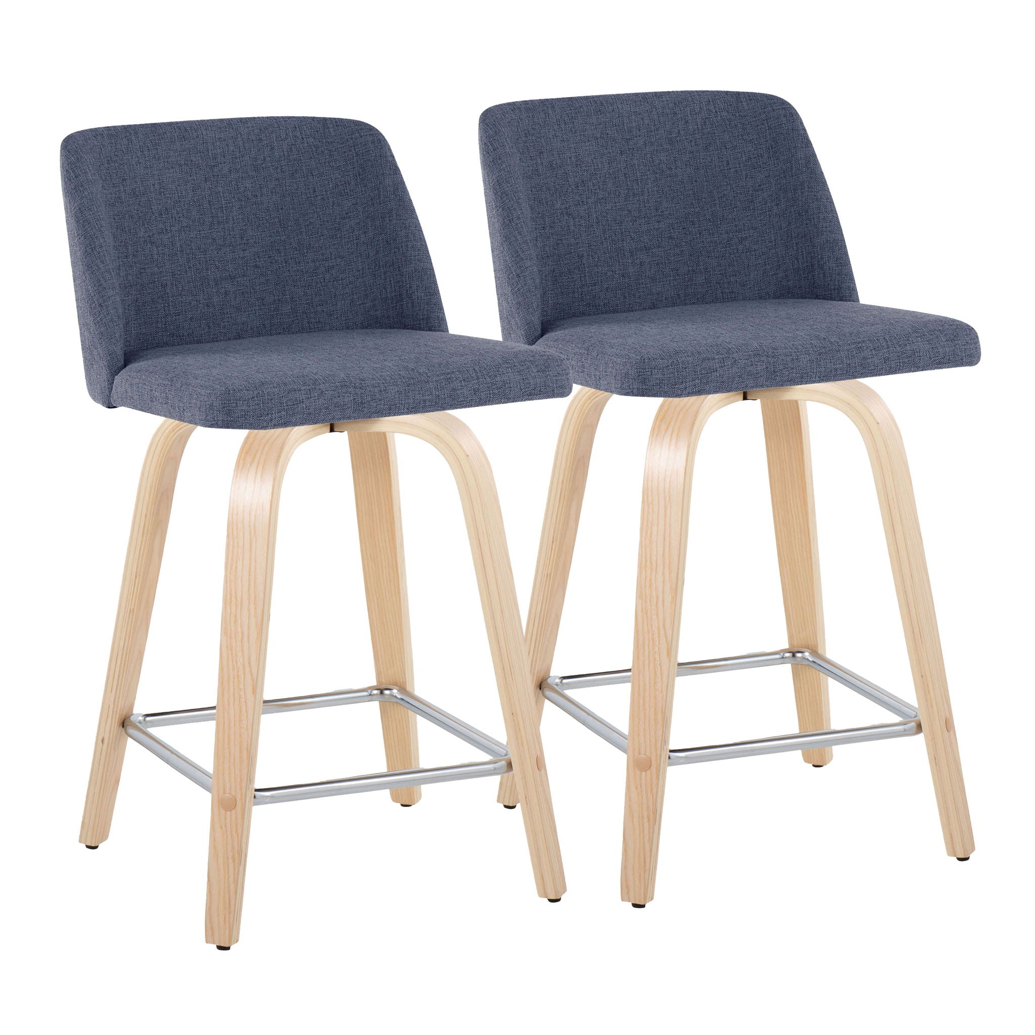 Toriano - Contemporary Fixed Height Counter Stool With Swivel With Square Footrest (Set of 2) - Best Buy Furniture
