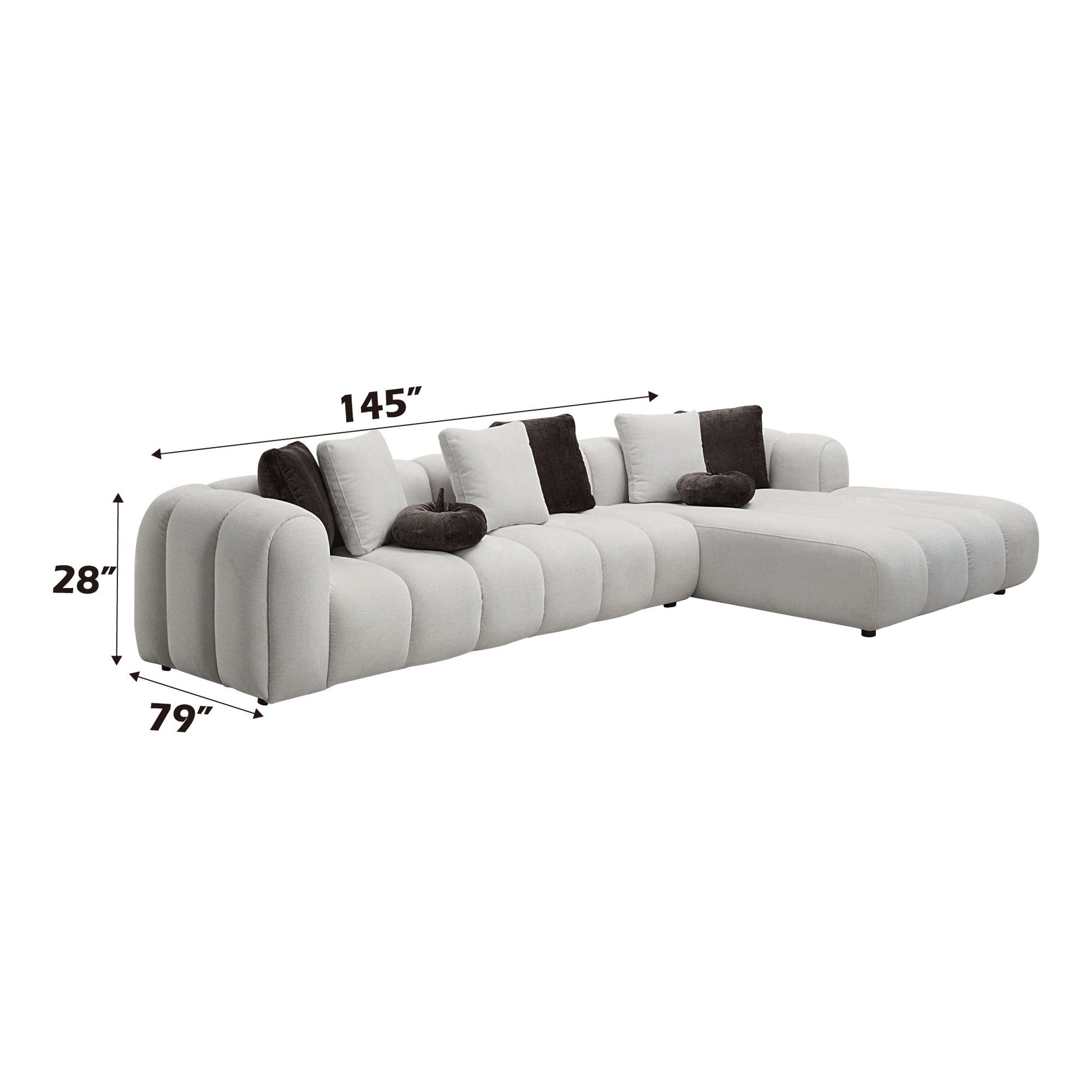 Manilla - Sectional Sofa With Chair - Ivory White - Best Buy Furniture
