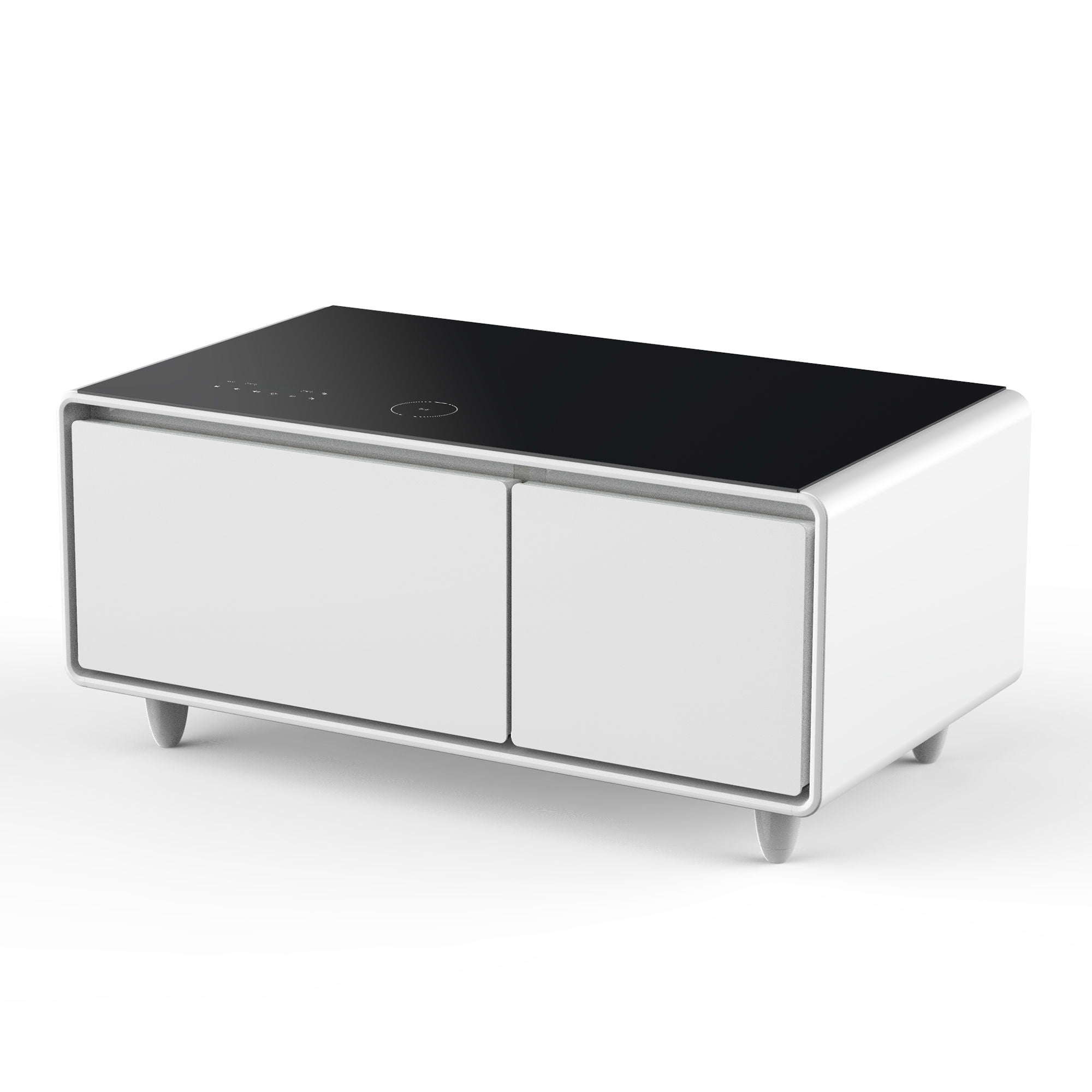 Modern Smart Coffee Table With Built-In Fridge - Bluetooth Speaker, Wireless Charging, Touch Control Panel, USB Interface, Outlet Protection, Atmosphere Light - Best Buy Furniture