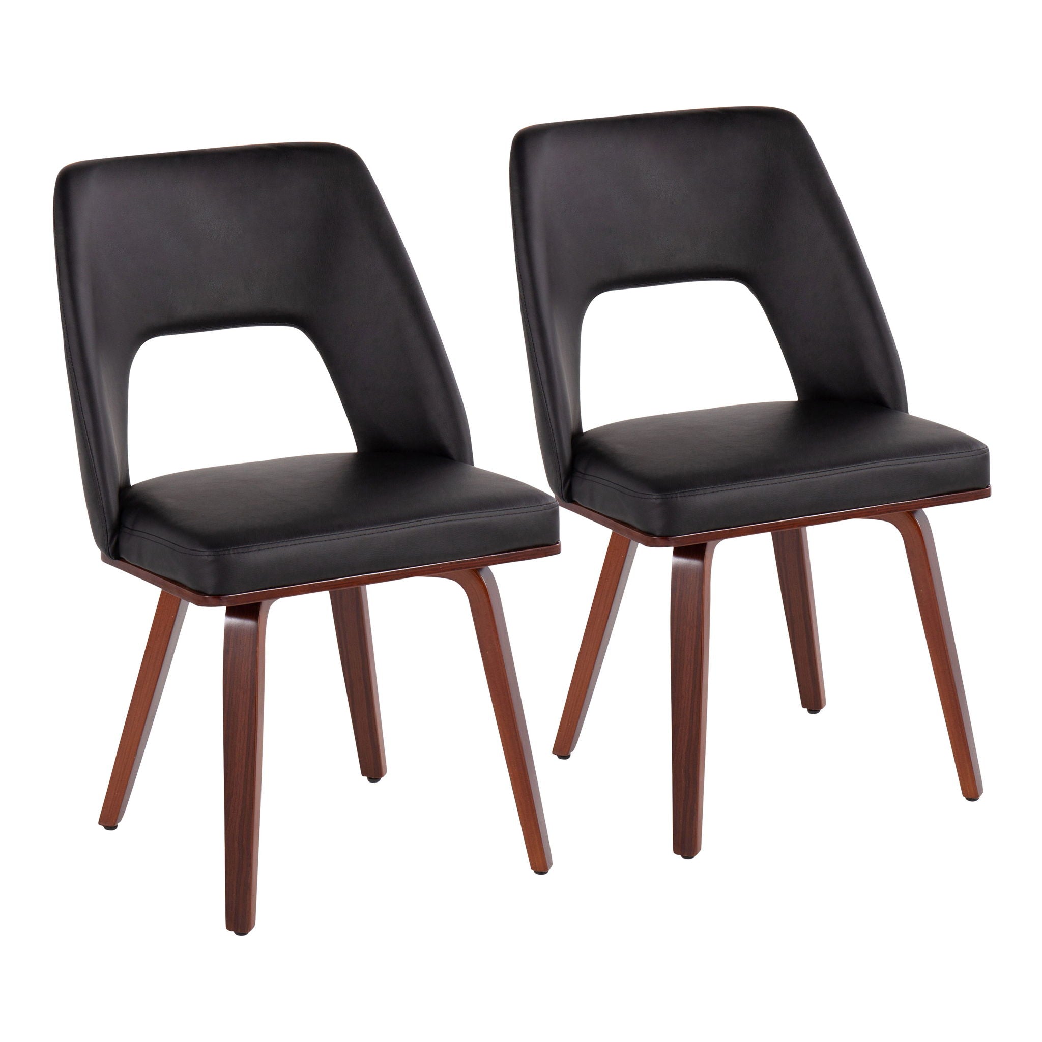 Triad - Mid-Century Modern Upholstered Chair (Set of 2) - Walnut / Black - Best Buy Furniture