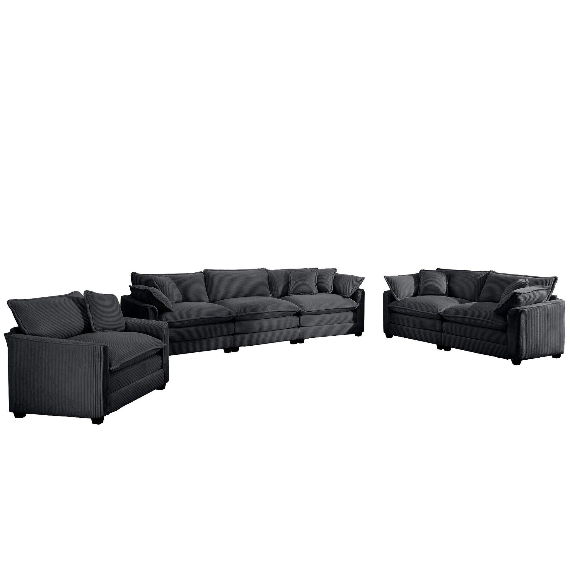 Elegant Corduroy Oversized Sectional Sofa Set With Deep Seats And Flexible Layout - Best Buy Furniture