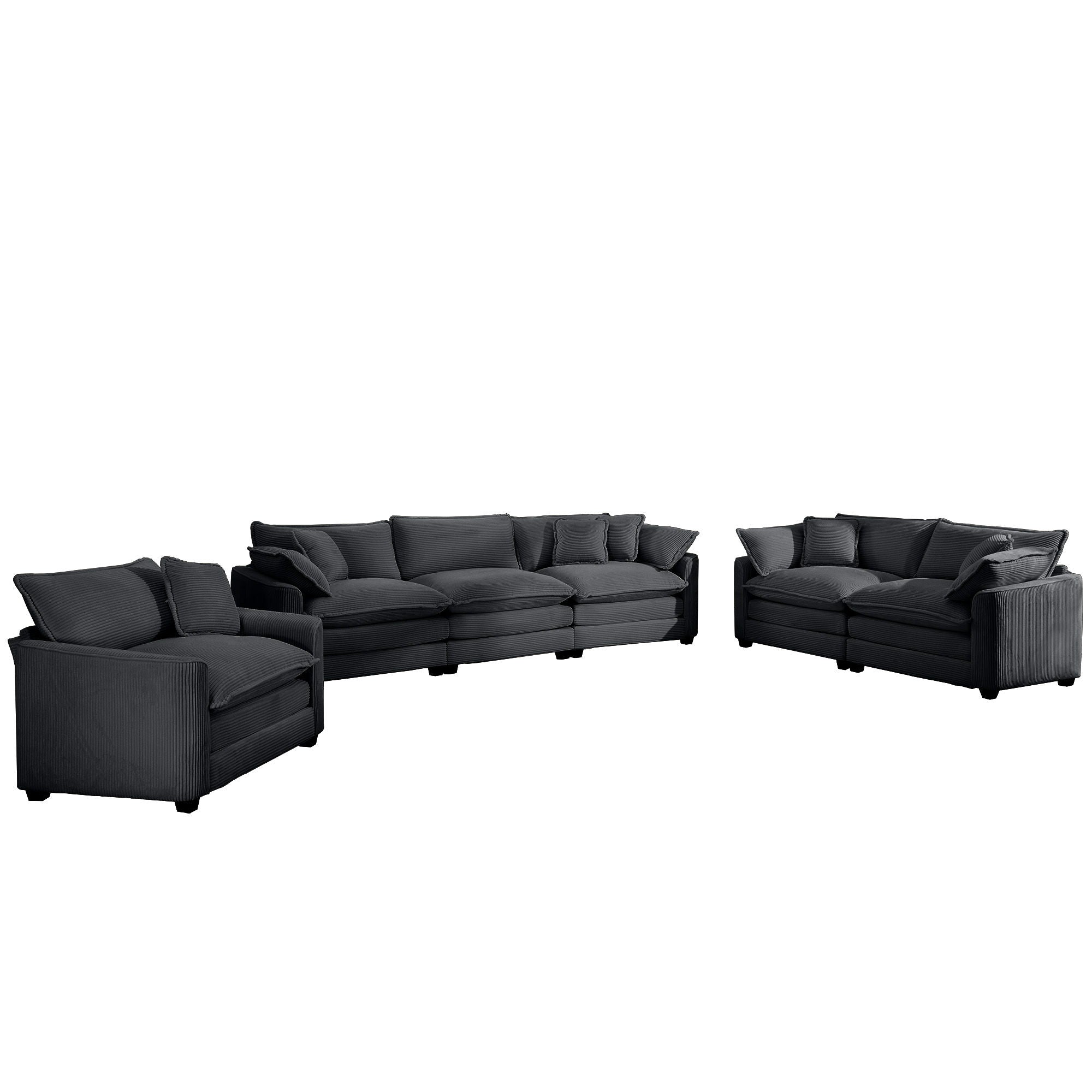 Elegant Corduroy Oversized Sectional Sofa Set With Deep Seats And Flexible Layout - Best Buy Furniture
