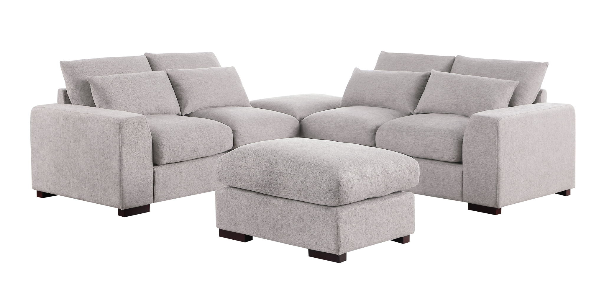 Tatman - Linen Blend Sectional With 2 Ottomans - Best Buy Furniture