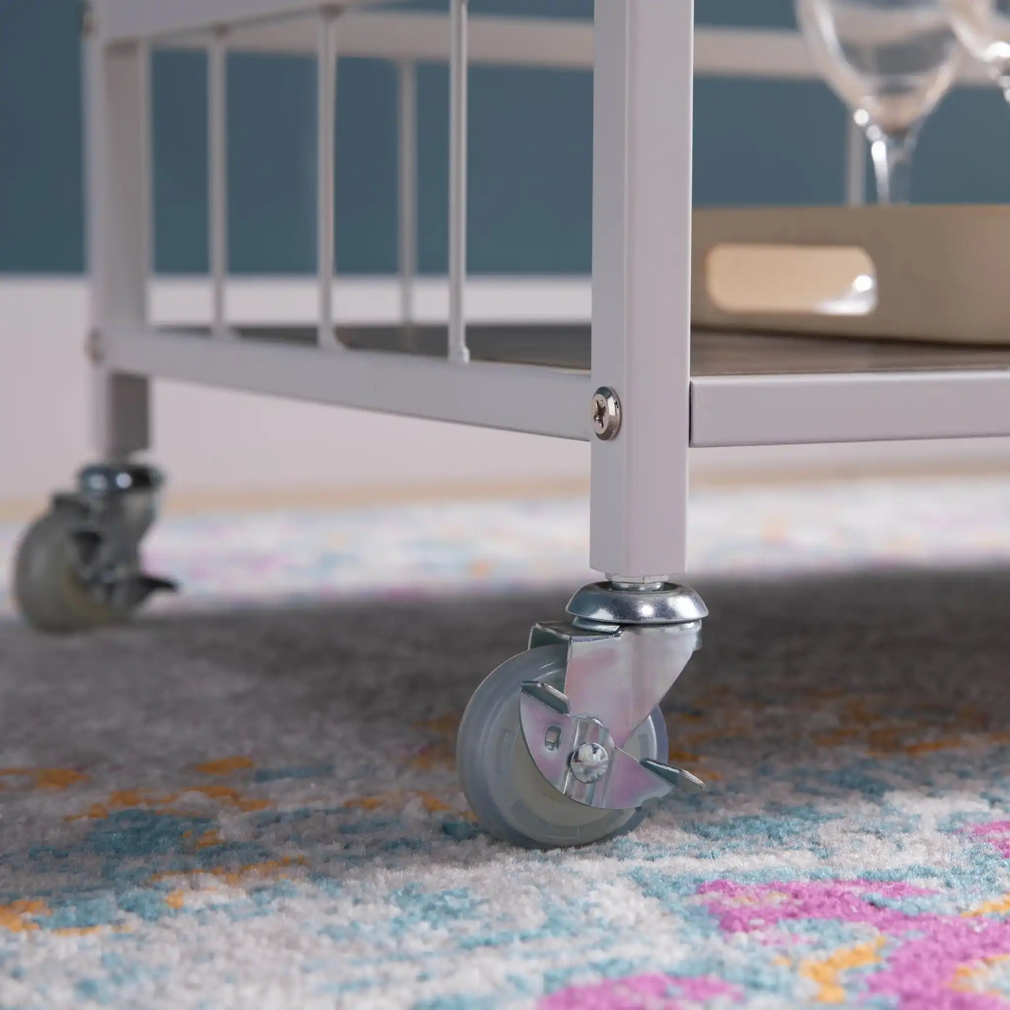 Rolling Kitchen Cart With Storage And Four Wine Bottle Rack - Best Buy Furniture