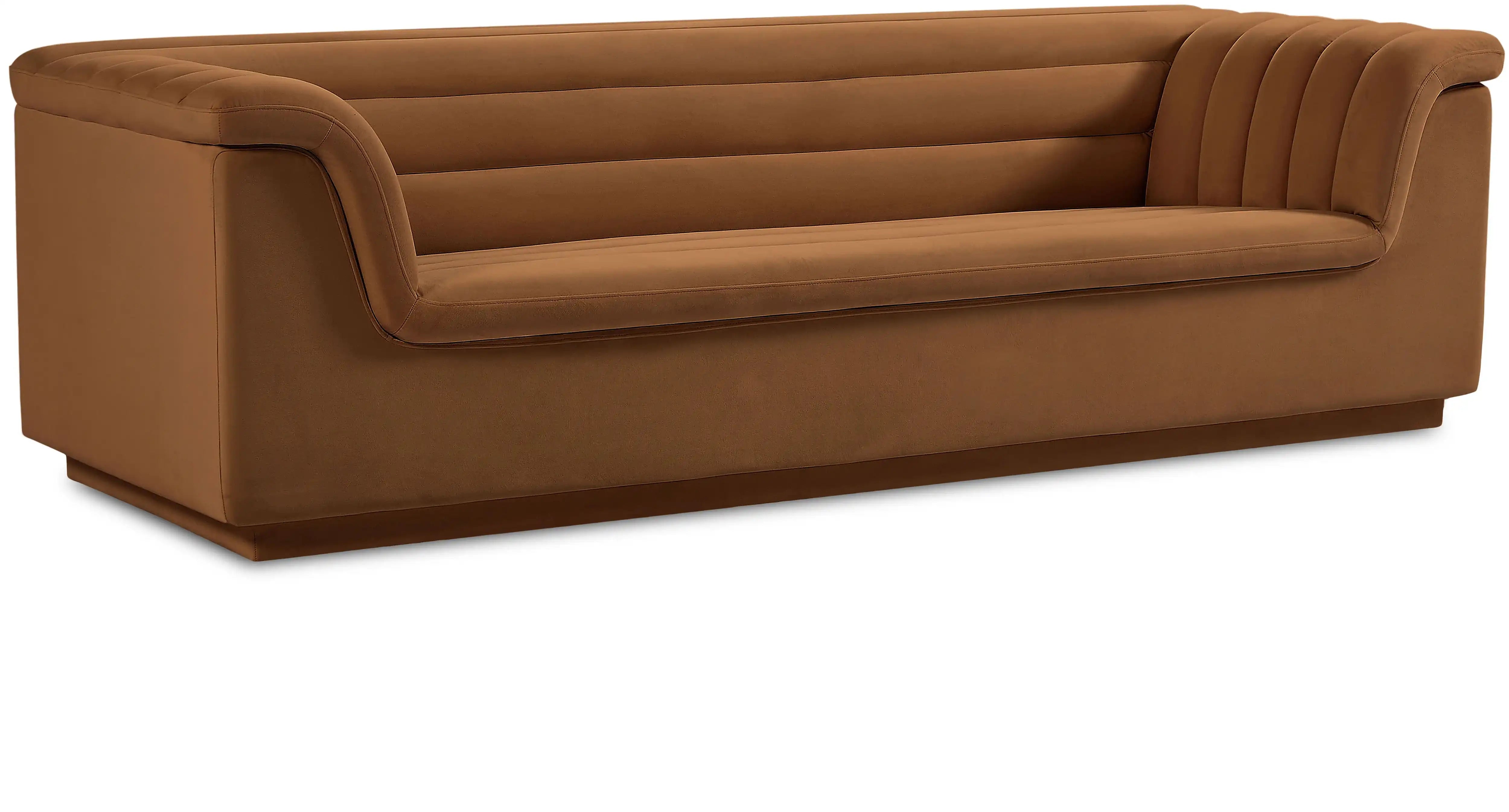 Cascade - Velvet Sofa - Saddle - Best Buy Furniture
