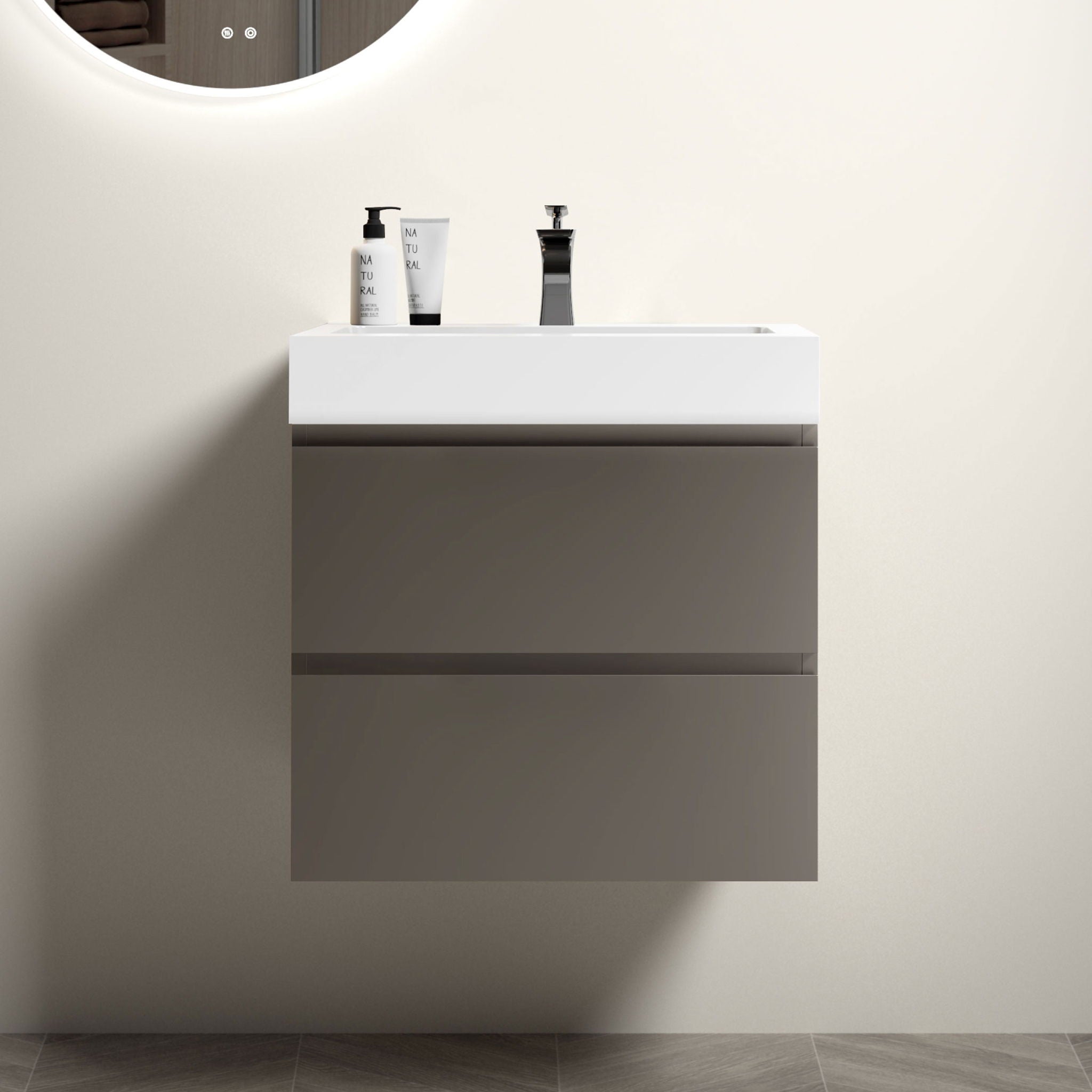 Alice - Bathroom Vanity With Sink, Large Storage Wall Mounted Floating Bathroom Vanity For Modern Bathroom, One-Piece Sink Basin Without Drain And Faucet - Best Buy Furniture