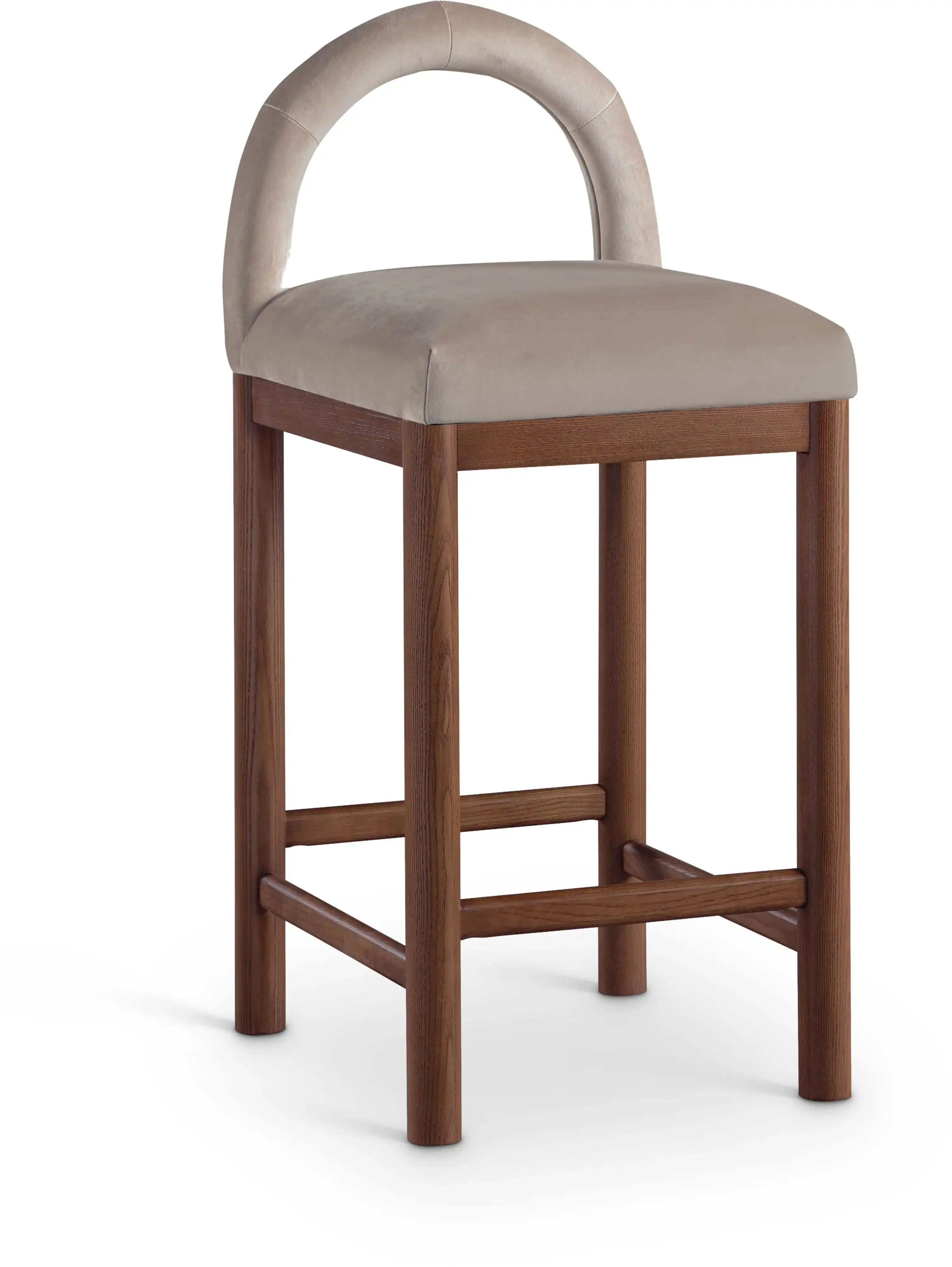 Conrad - Velvet Counter Stool With Brown Legs - Best Buy Furniture