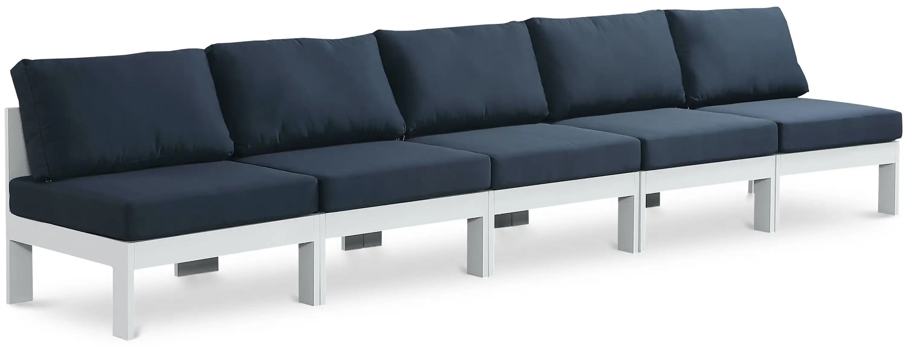 Nizuc - Outdoor Patio 5 Seat Modular Armless Sofa With White Frame - Best Buy Furniture