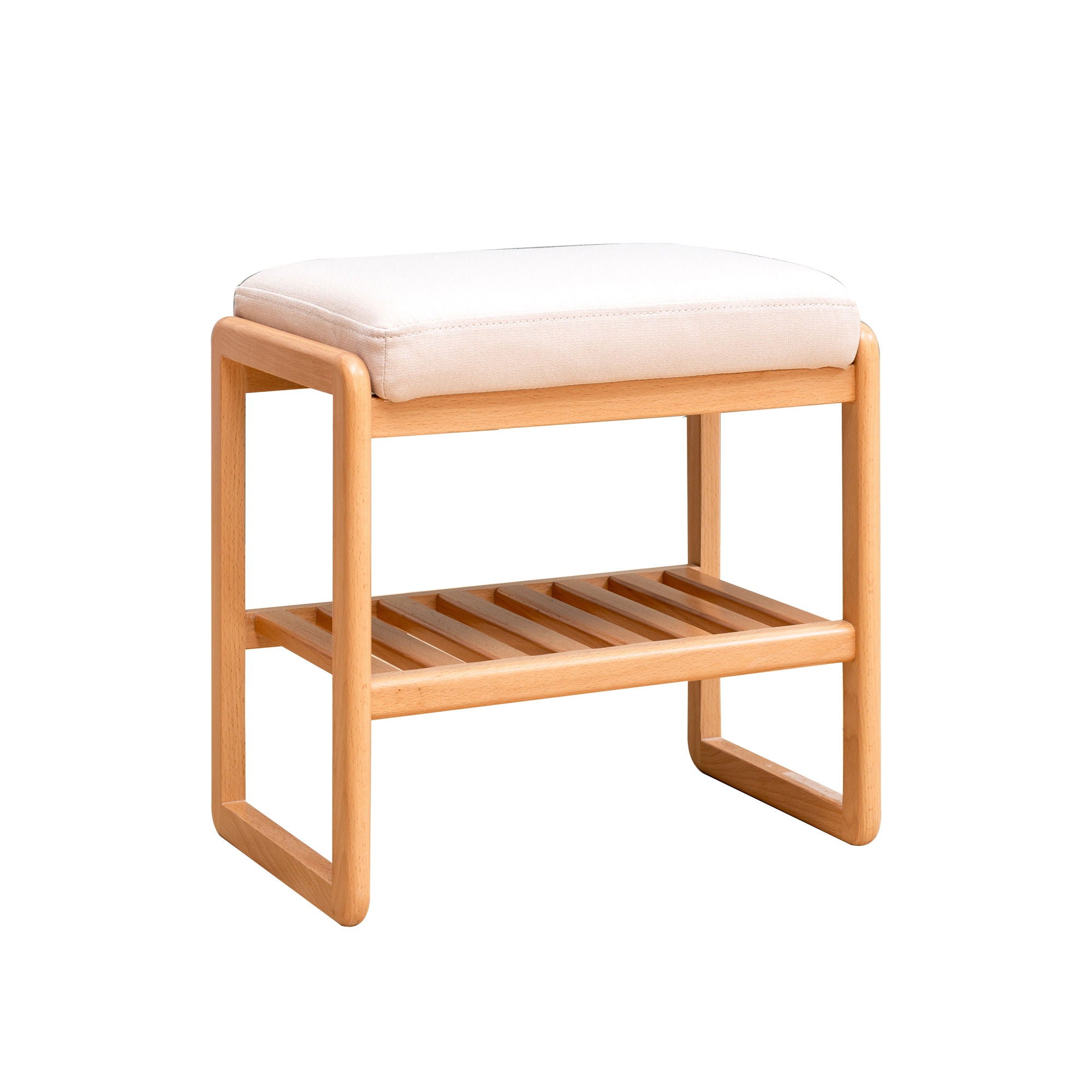 Shoe Bench, Beech Wood Storage Rack Organizer With High Rebound Sponge Cushion - Natural - Best Buy Furniture