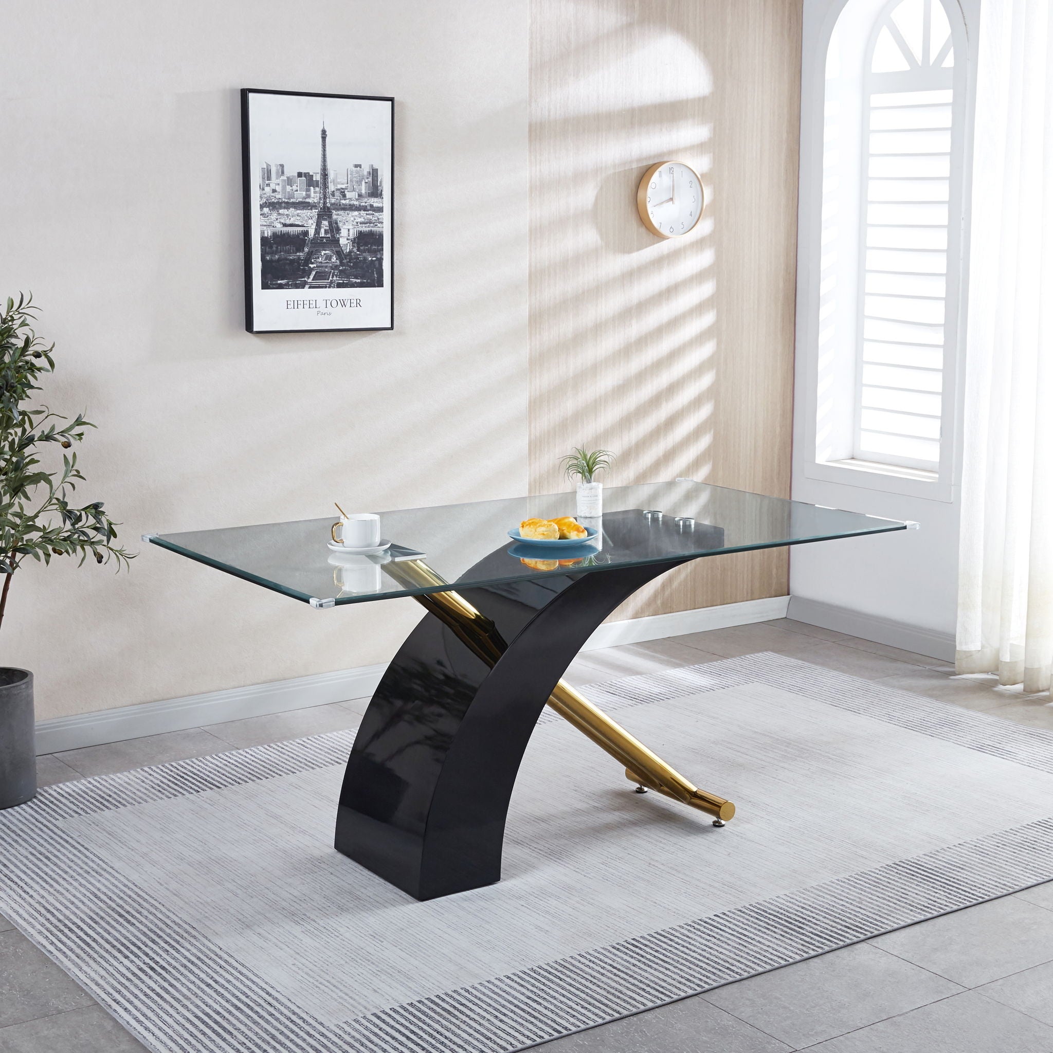 Stylish Dining Room Table, Luxury Glass Top Dining Table, Modern Design For Your House - Black - Best Buy Furniture