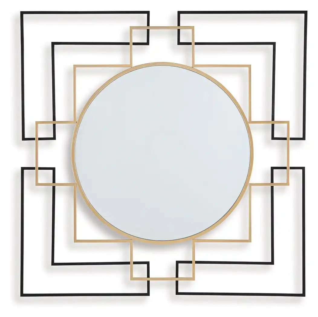 Oceanal - Accent Mirror - Black / Gold Finish - Best Buy Furniture