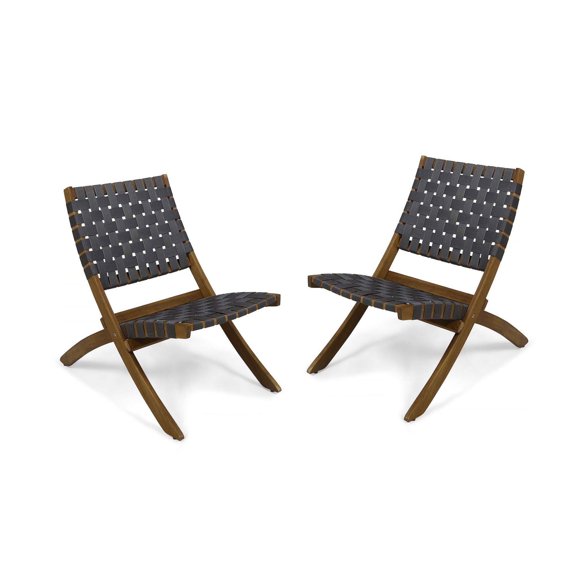 Solidago - Outdoor And Strapping Belt Folding Chairs, (Set of 2) - Black / Brown - Best Buy Furniture