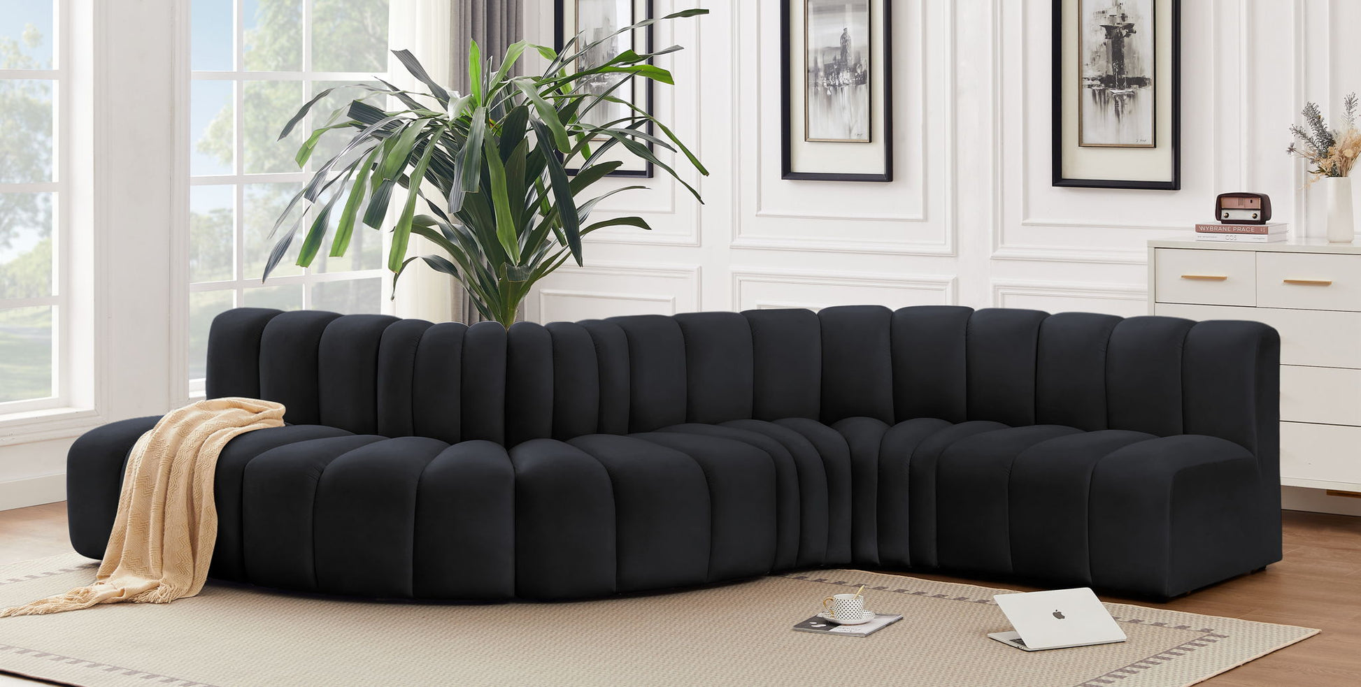Arc - Velvet 6 Piece Curved Modular Sofa - Best Buy Furniture
