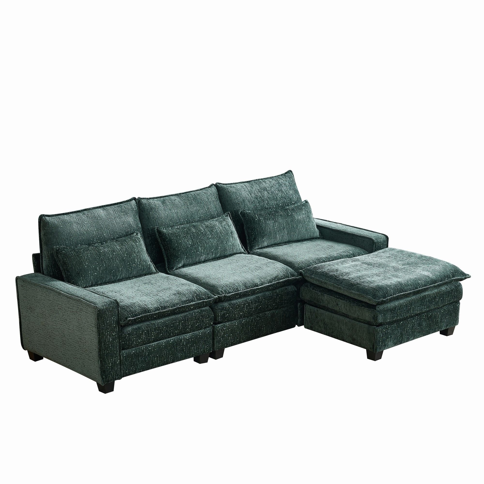 Modern Comfy Chenille L Shaped Sectional Sofa With Movable Ottoman - Best Buy Furniture