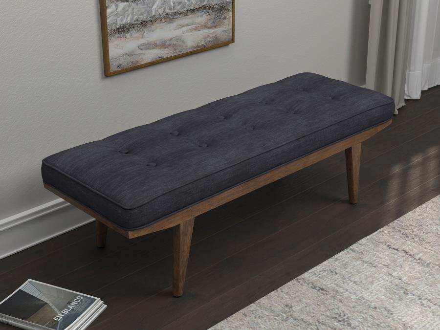 Wilson - Fabric Upholstered Tufted Accent Bench - Gray - Best Buy Furniture