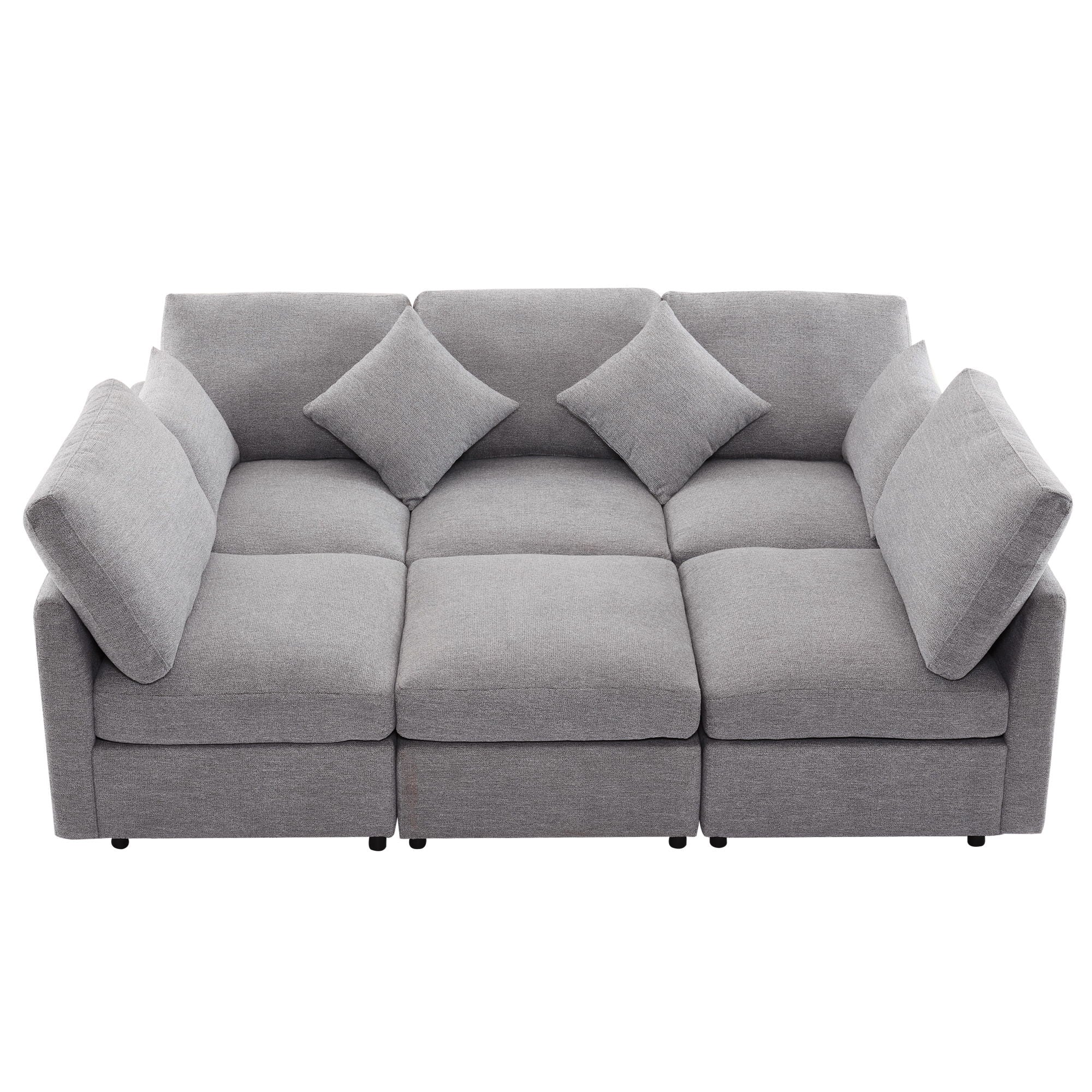 Sectional Sofa Modular Sofa U - Shaped Sofa Couch Sofa Bed L - Shaped Sofa With A Movable Ottoman And Two USB Ports For Living Room - Best Buy Furniture