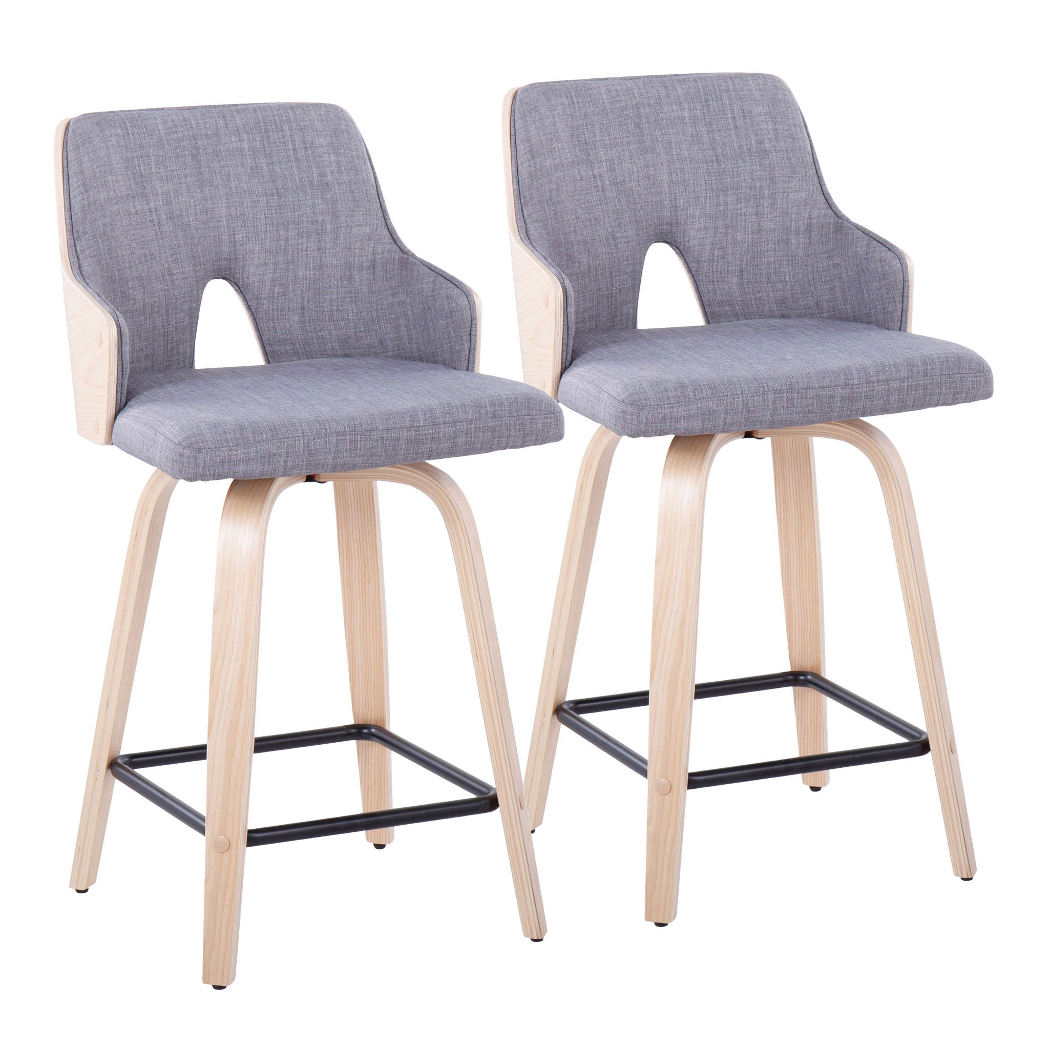 Stella - Contemporary Fixed Height Counter Stool With Swivel Square Footrest (Set of 2) - Best Buy Furniture