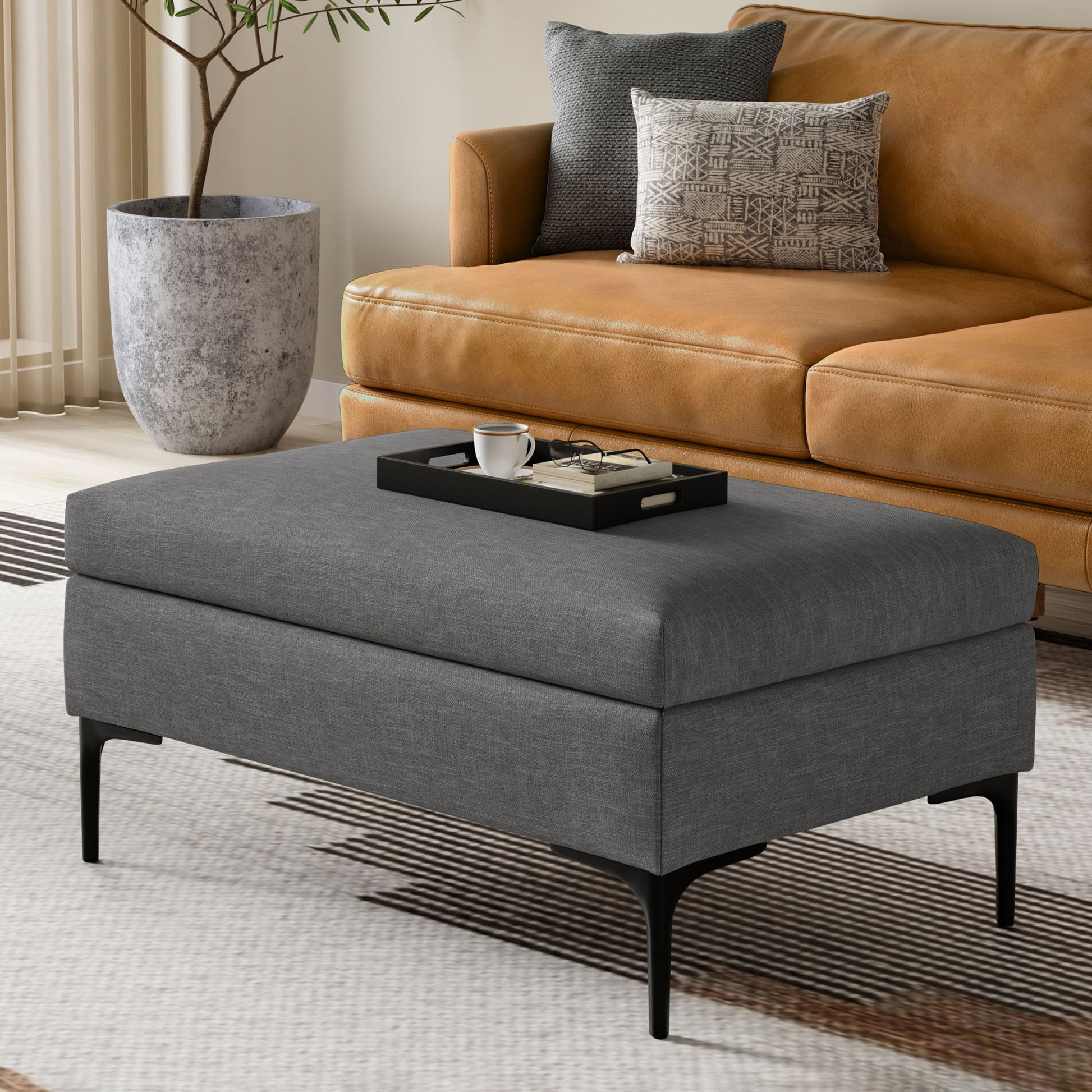 Rebecca - Multifunctional Coffee Table Storage Ottoman With Lift Up Lid - Best Buy Furniture
