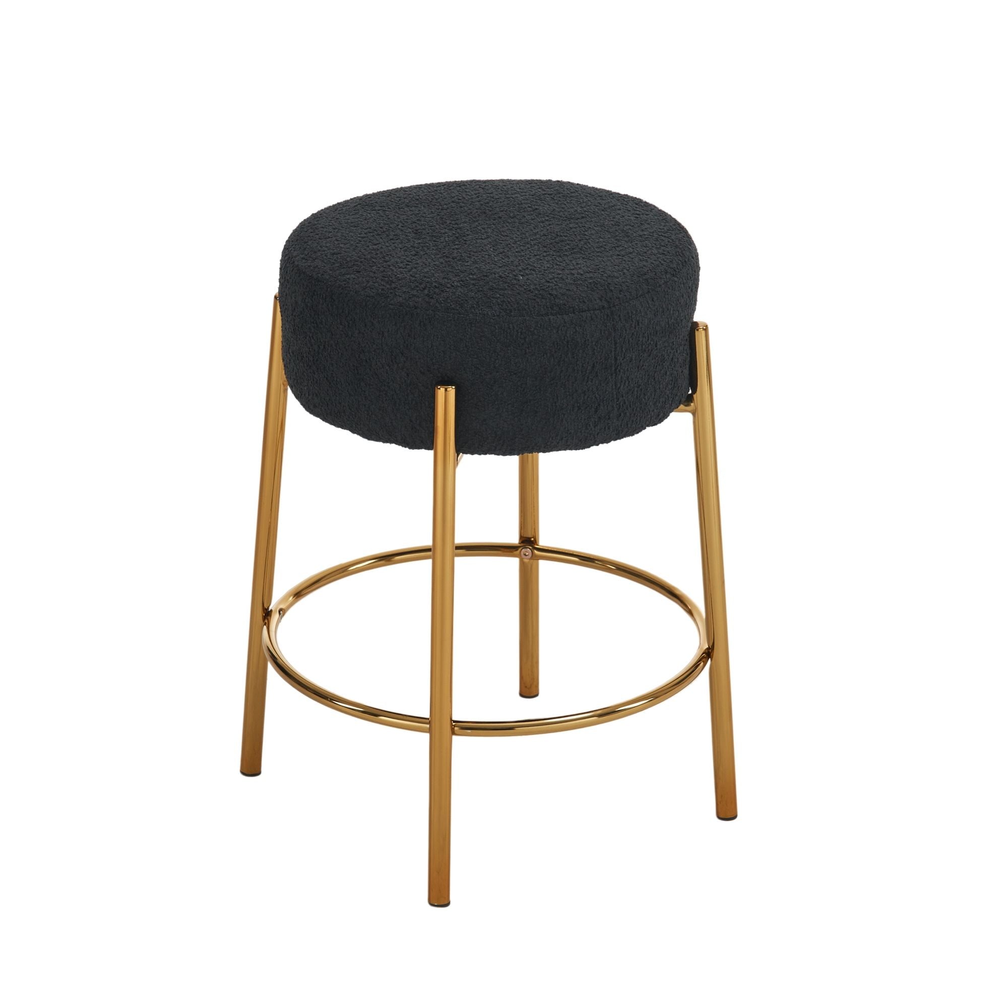 Round Bar Stools (Set of 2), Contemporary Upholstered Dining Stools For Kitchens, Coffee Shops And Bar Stores - Gold Legs - Best Buy Furniture
