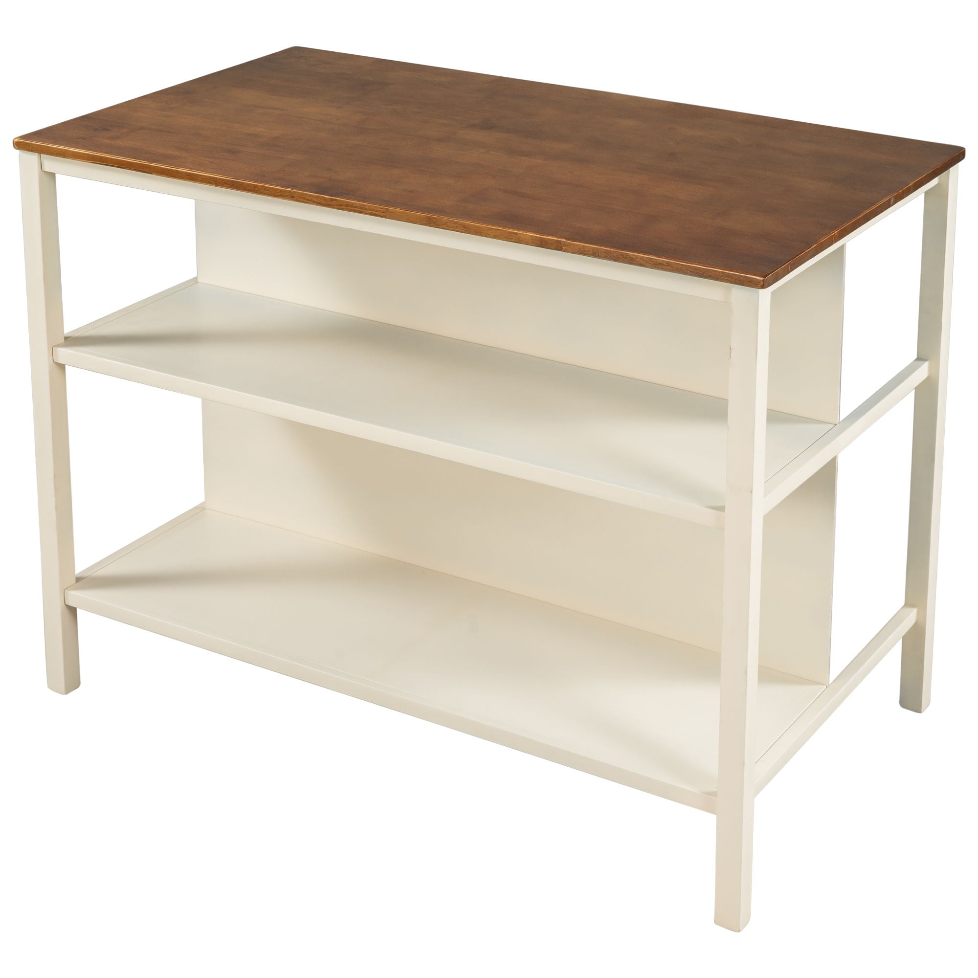 Rustic 3 Piece Stationary Kitchen Island Set With 2 Seatings, With 2 Open Shelves - Best Buy Furniture
