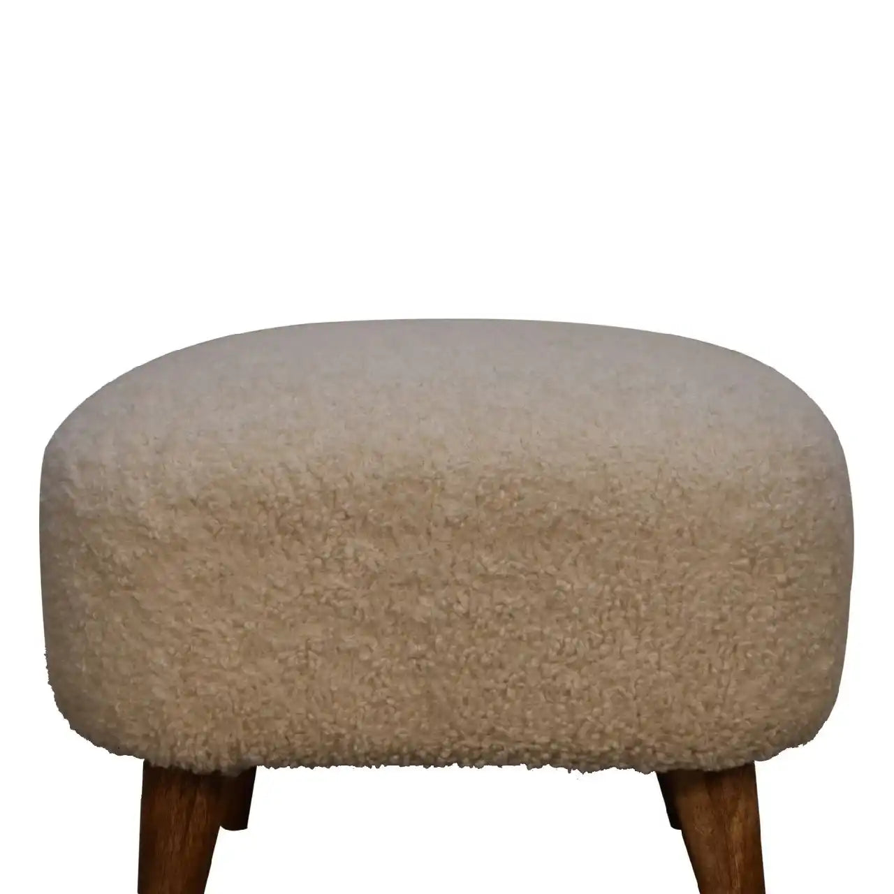Boucle Square Footstool - Cream - Best Buy Furniture