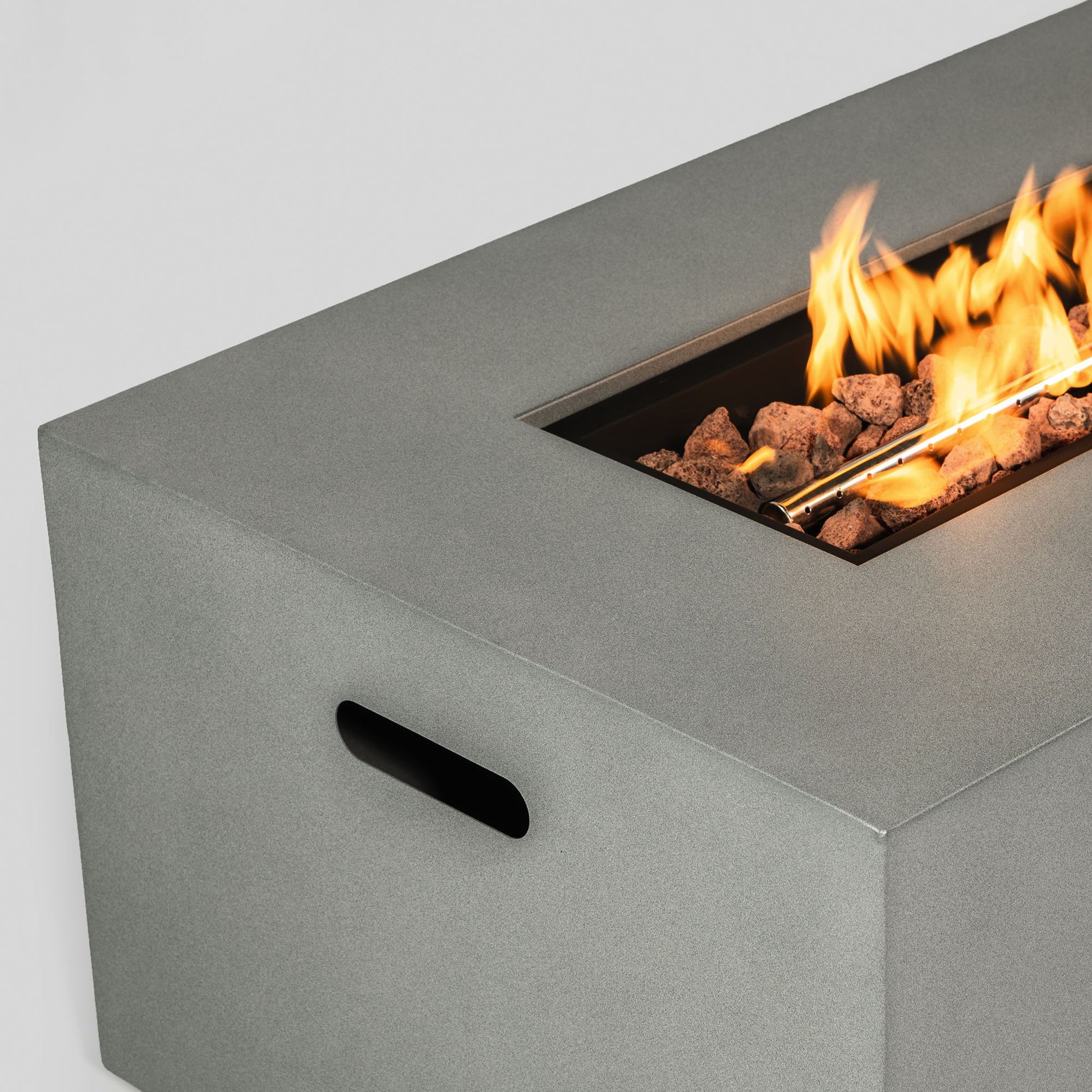 42" Propane Gas Fire Pit Table, 50000 Btu Rectangular Steel Fire Pit With Glass Wind Guard For Outside Patio Deck Garden Courtyard - Gray - Best Buy Furniture