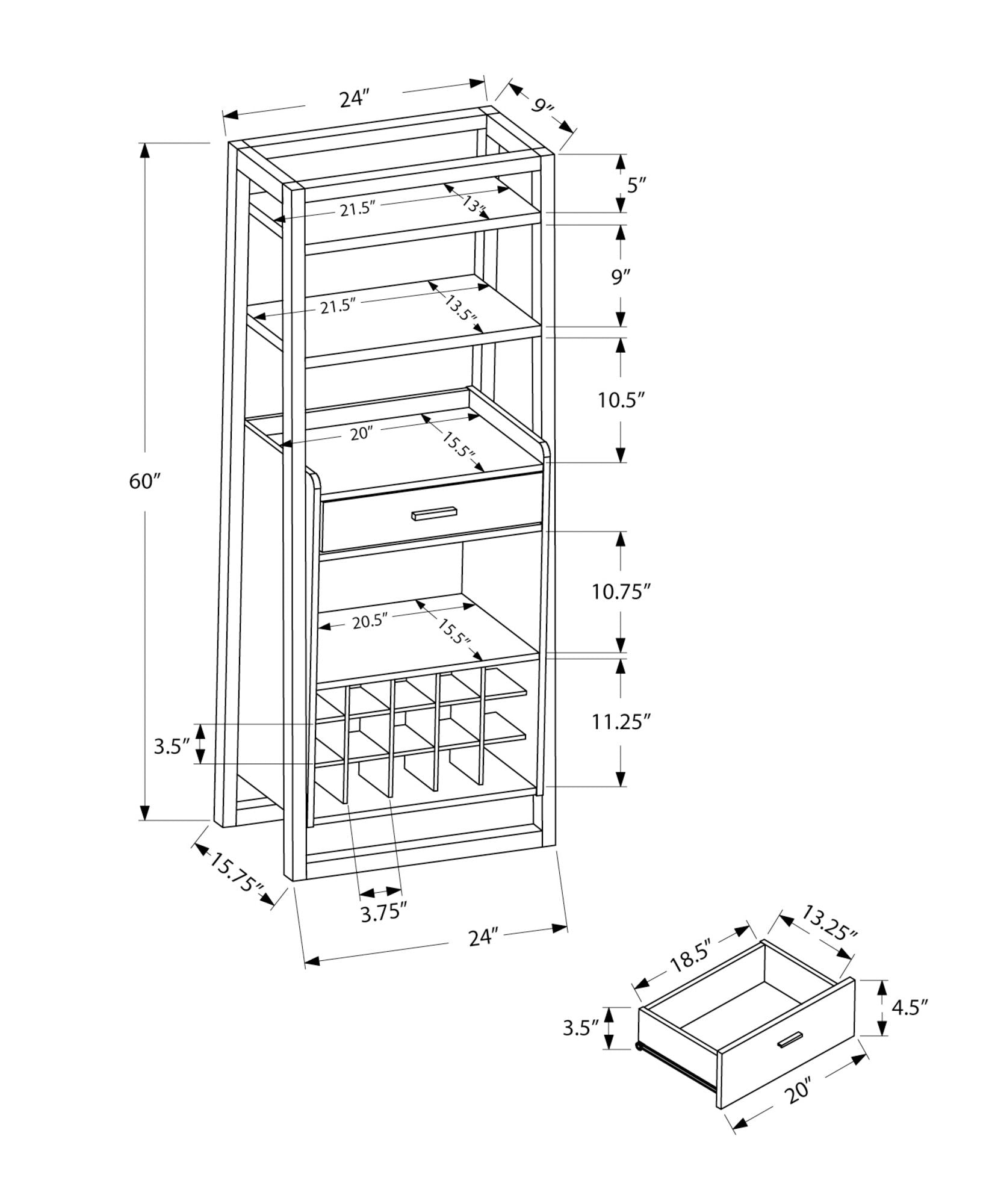 Home Bar Wine Rack Storage Cabinet - Espresso - Best Buy Furniture