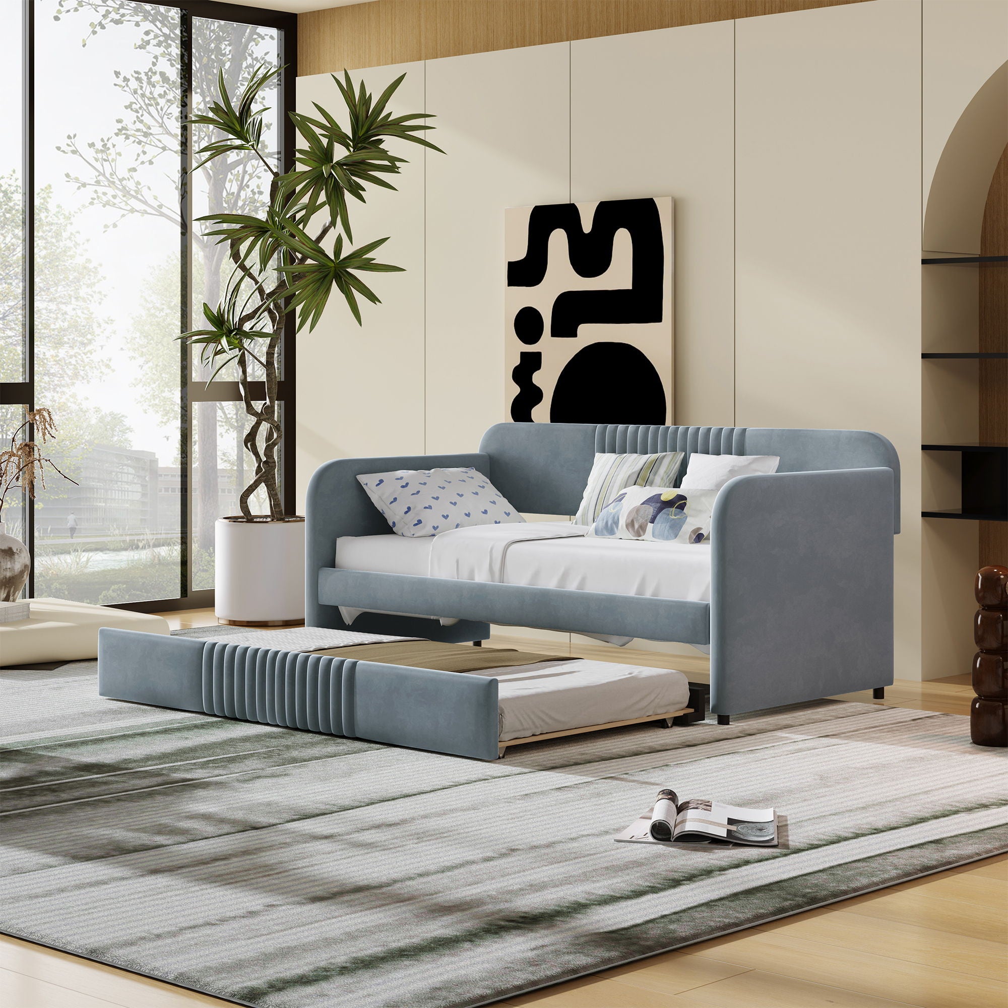 Upholstered Daybed Sofa Bed With Trundle Bed - Best Buy Furniture