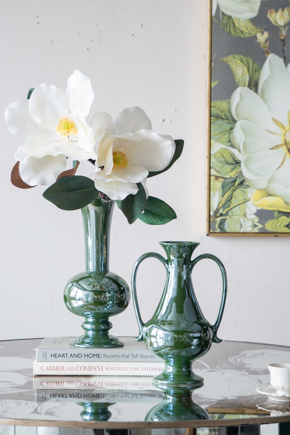 Round Dining Table With Elegant Floral Design And Mirrored - Silver Multi - Best Buy Furniture