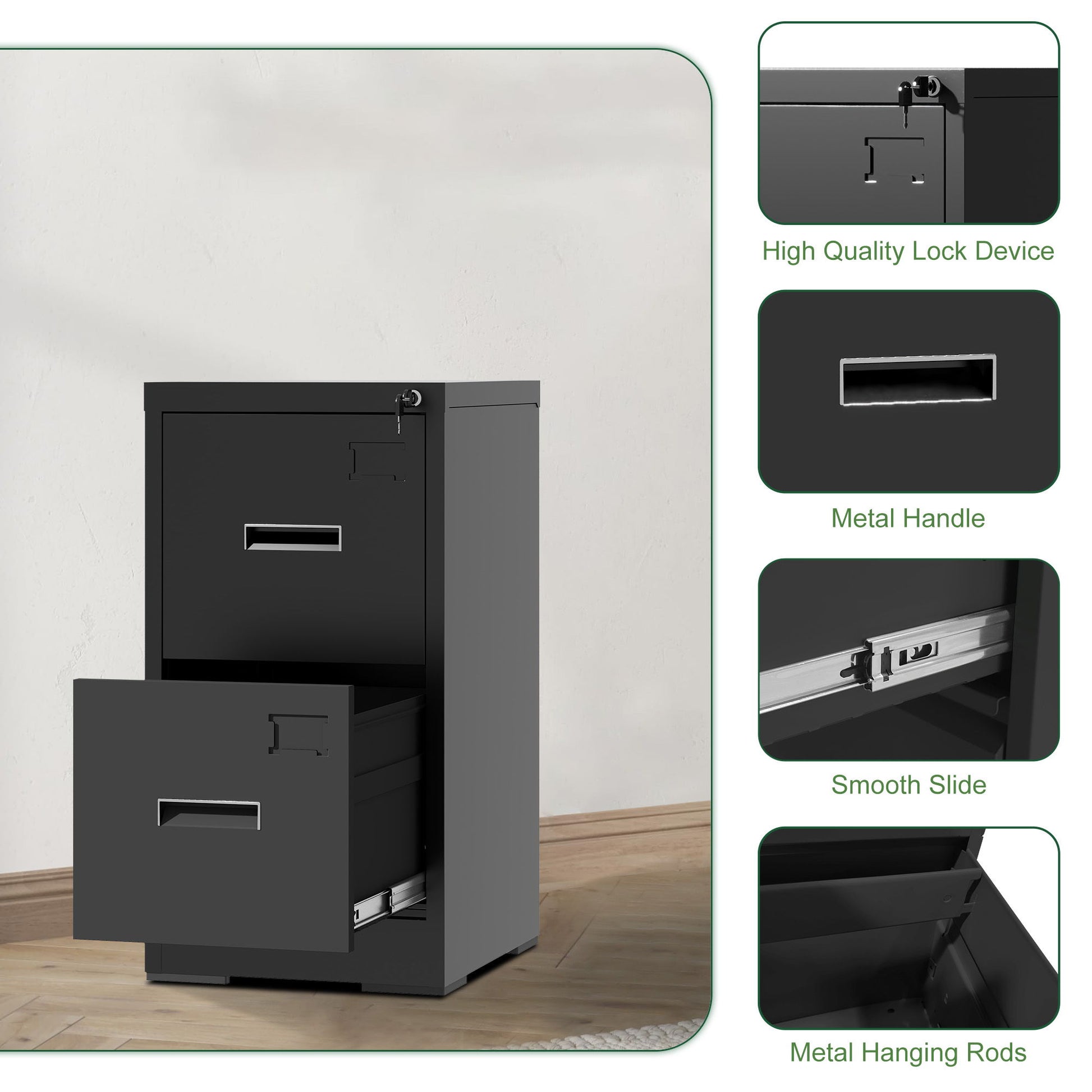 Modern Drawer Metal Vertical File Cabinet With Lock And Card Slot For Office - Best Buy Furniture