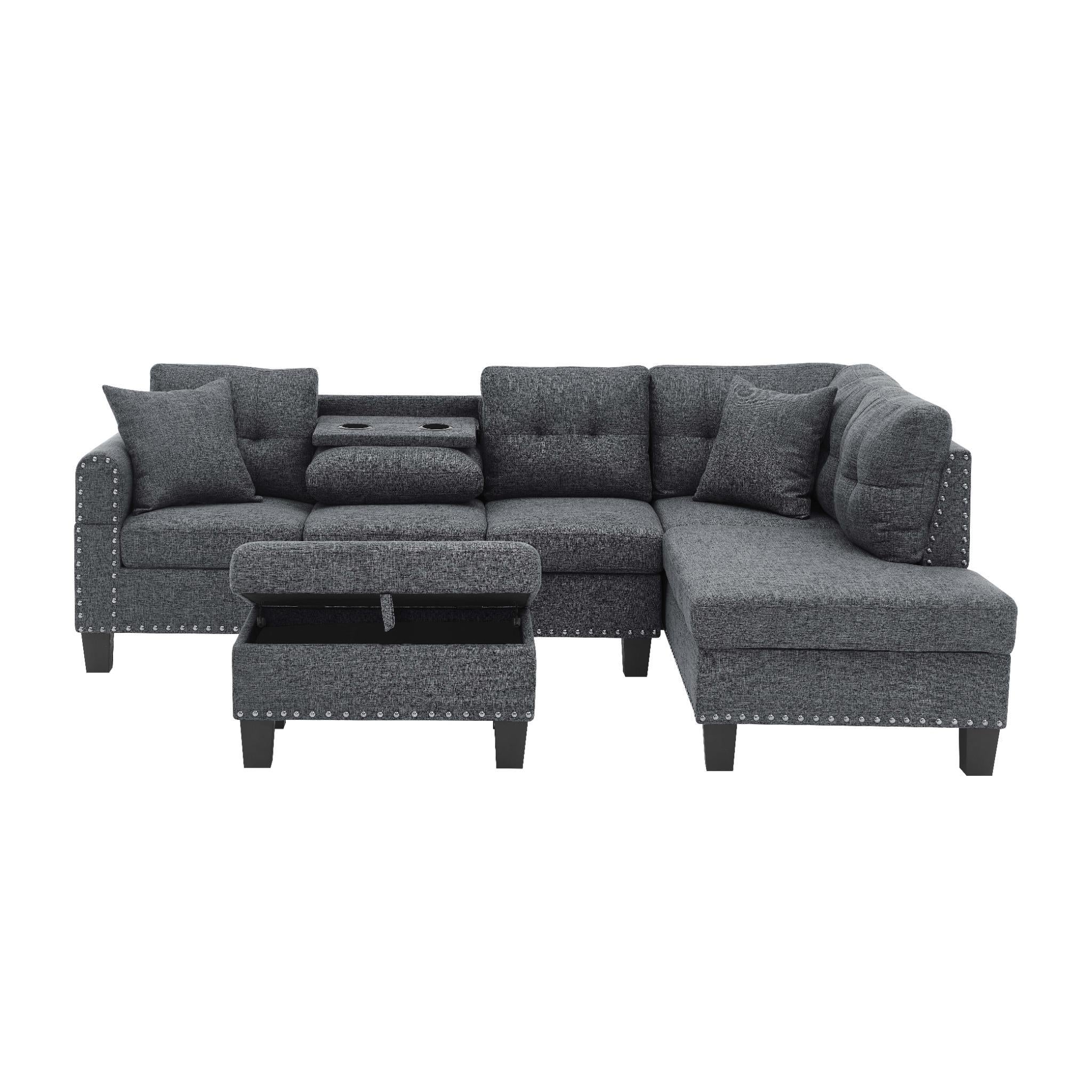 Camden - Power Sectional Sofa With Storage Ottoman And Built In Charging Ports - Gray - Best Buy Furniture