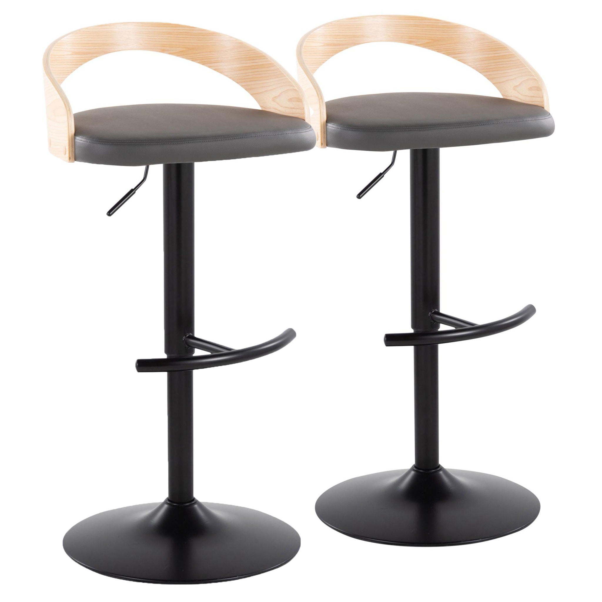 Grotto - Contemporary Adjustable Barstool With Swivel & Rounded T Footrest (Set of 2) - Best Buy Furniture