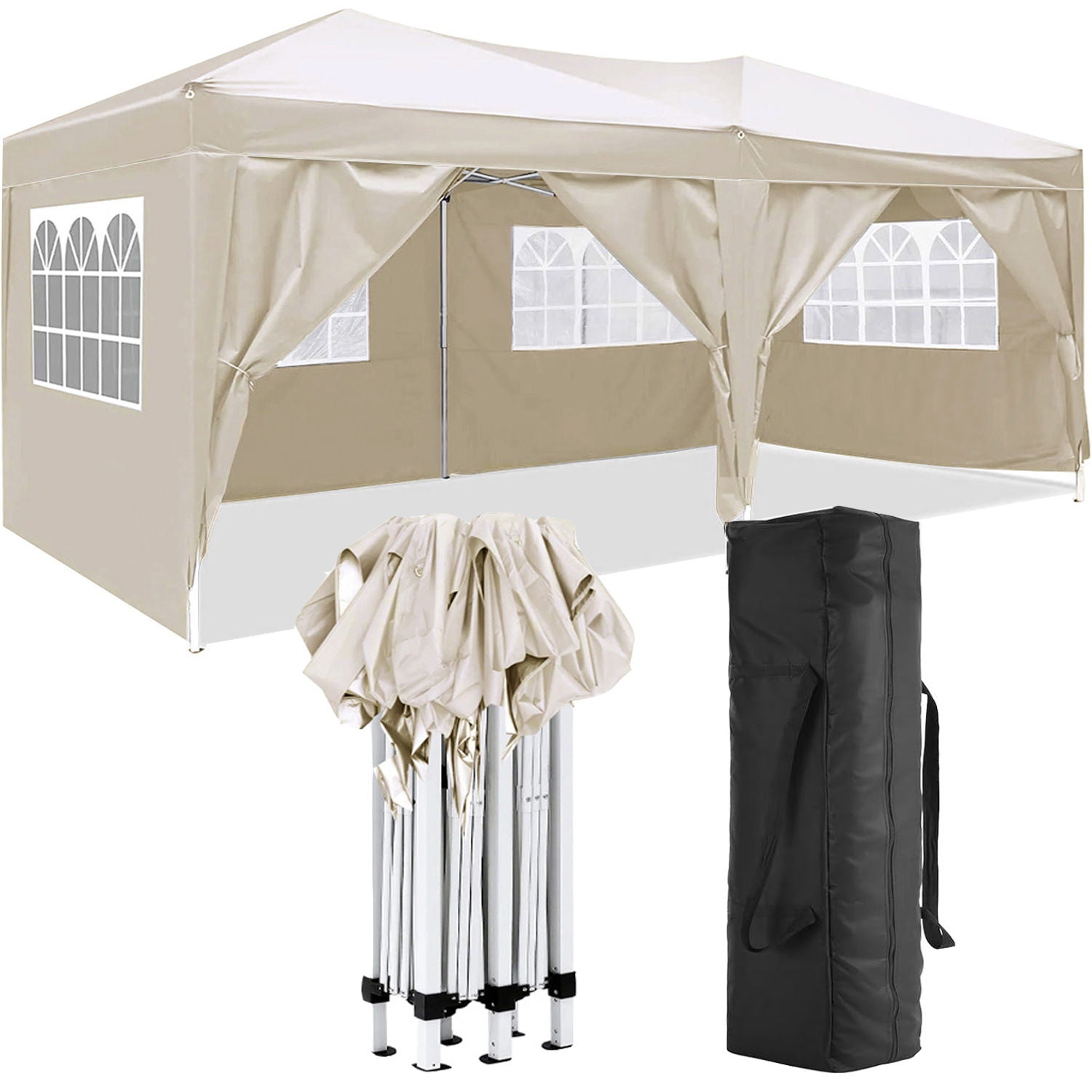10'X20' Folding Canopy With 6 Removable Sidewalls Outdoor Event Shelter UPF 50+ Gazebo Portable Tents For Parties Beach Camping Wedding Ez Pop Up Canopy - Best Buy Furniture