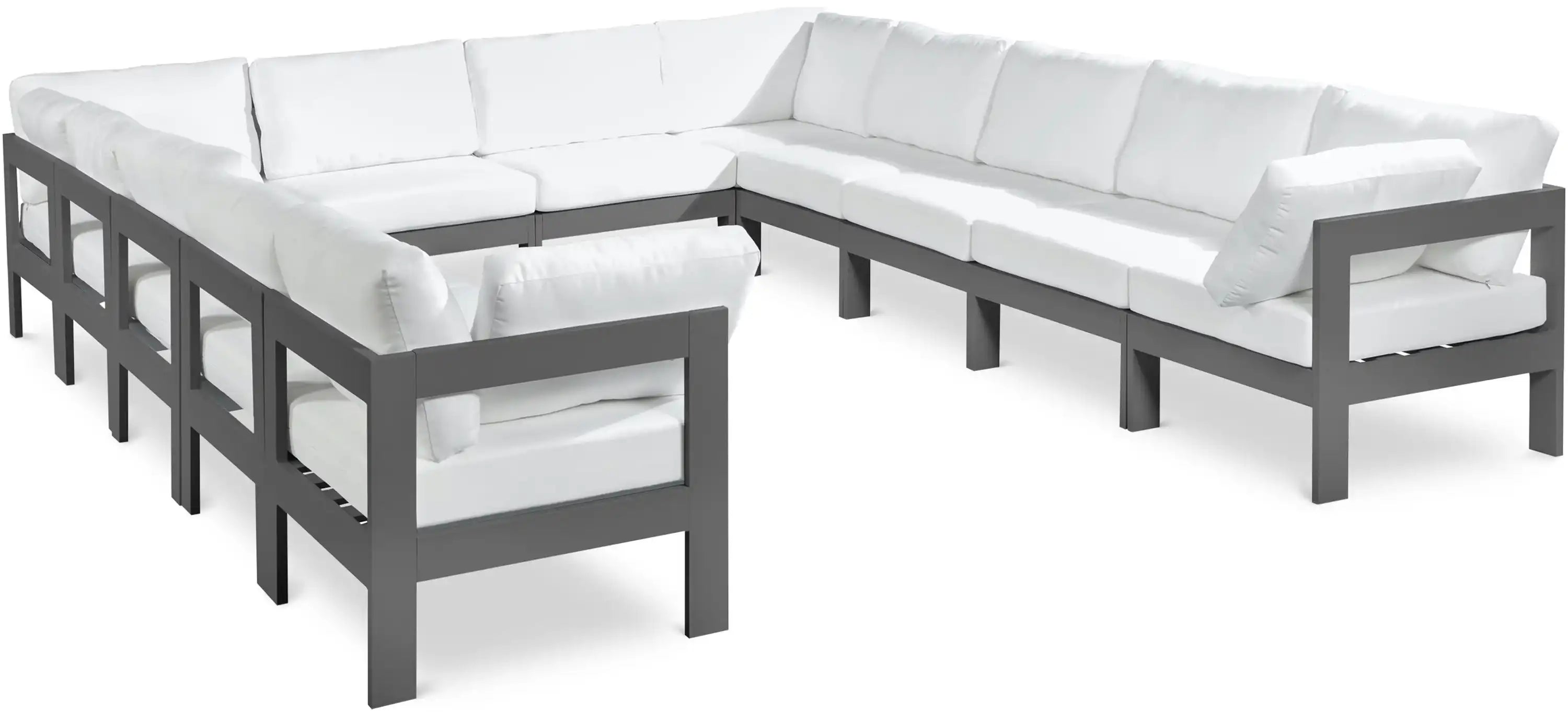 Nizuc - Outdoor Patio 12 Piece Modular Sectional With Gray Frame - Best Buy Furniture