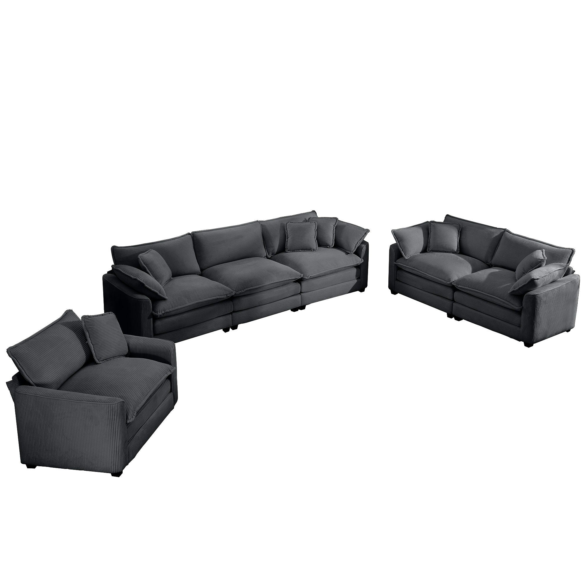 Elegant Corduroy Oversized Sectional Sofa Set With Deep Seats And Flexible Layout - Best Buy Furniture