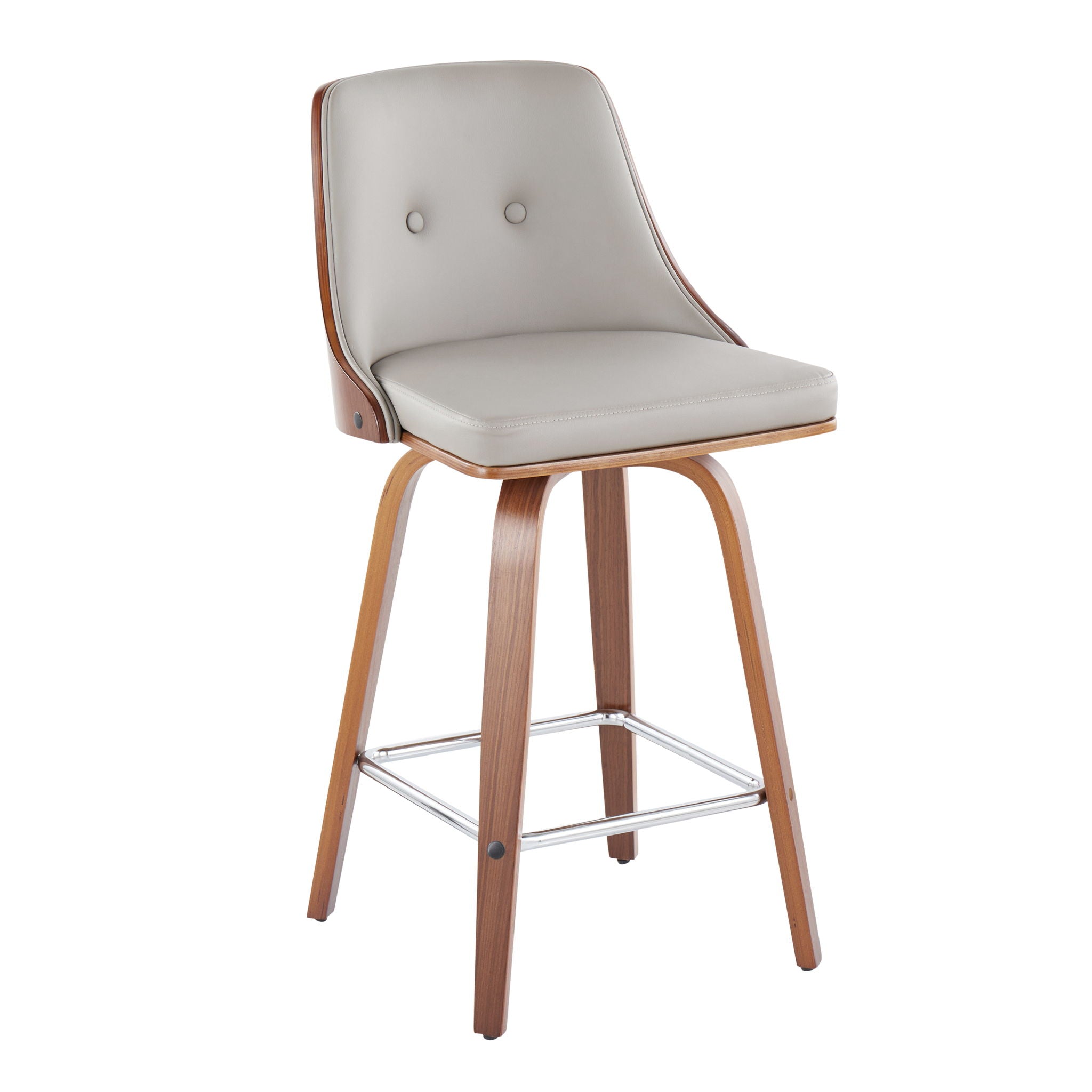 Gianna - Mid Century Modern Fixed Height Counter Stool With Swivel With Square Footrest (Set of 2) - Best Buy Furniture