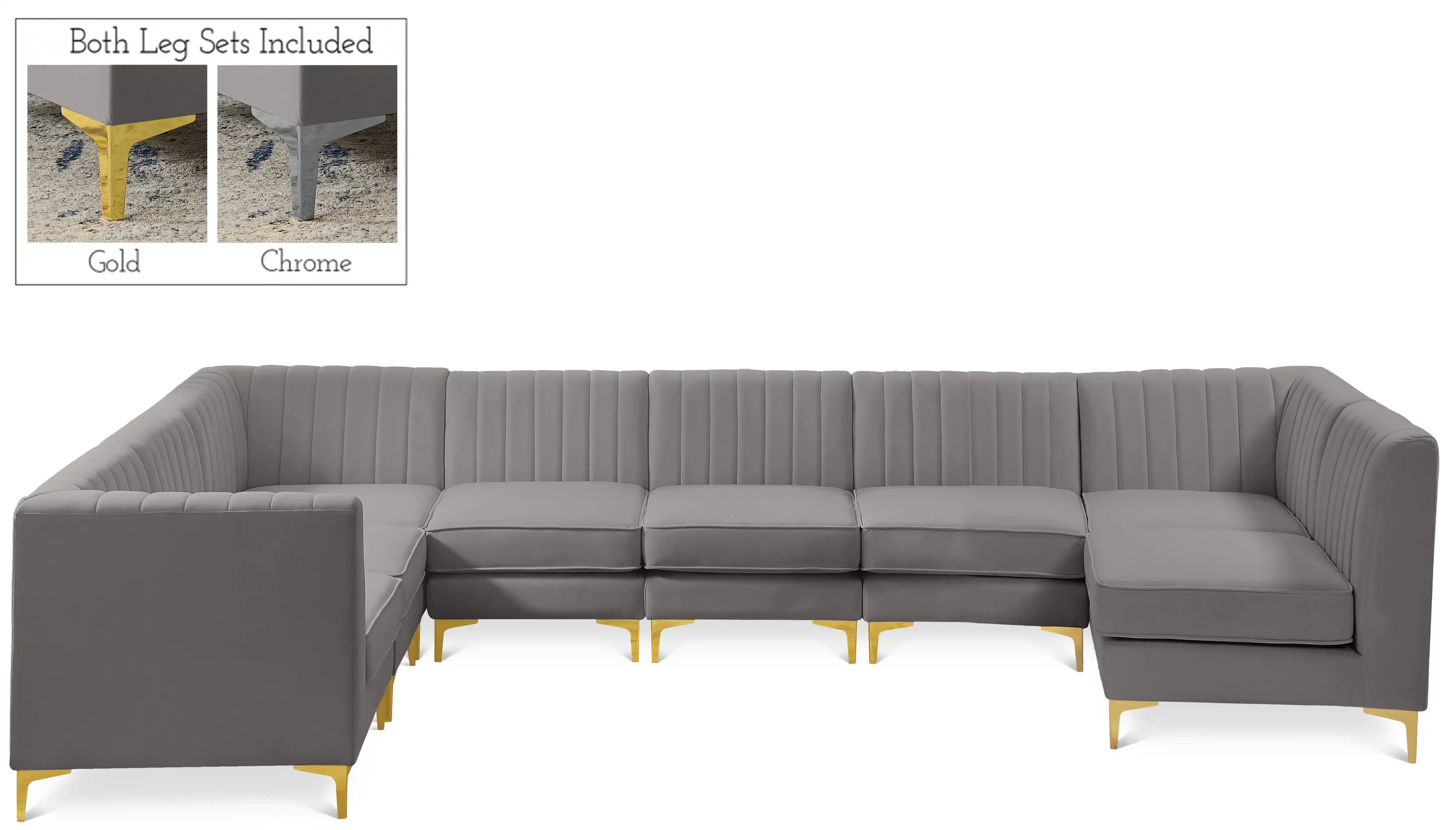 Alina - 8 Piece Velvet Modular Sectional - Best Buy Furniture