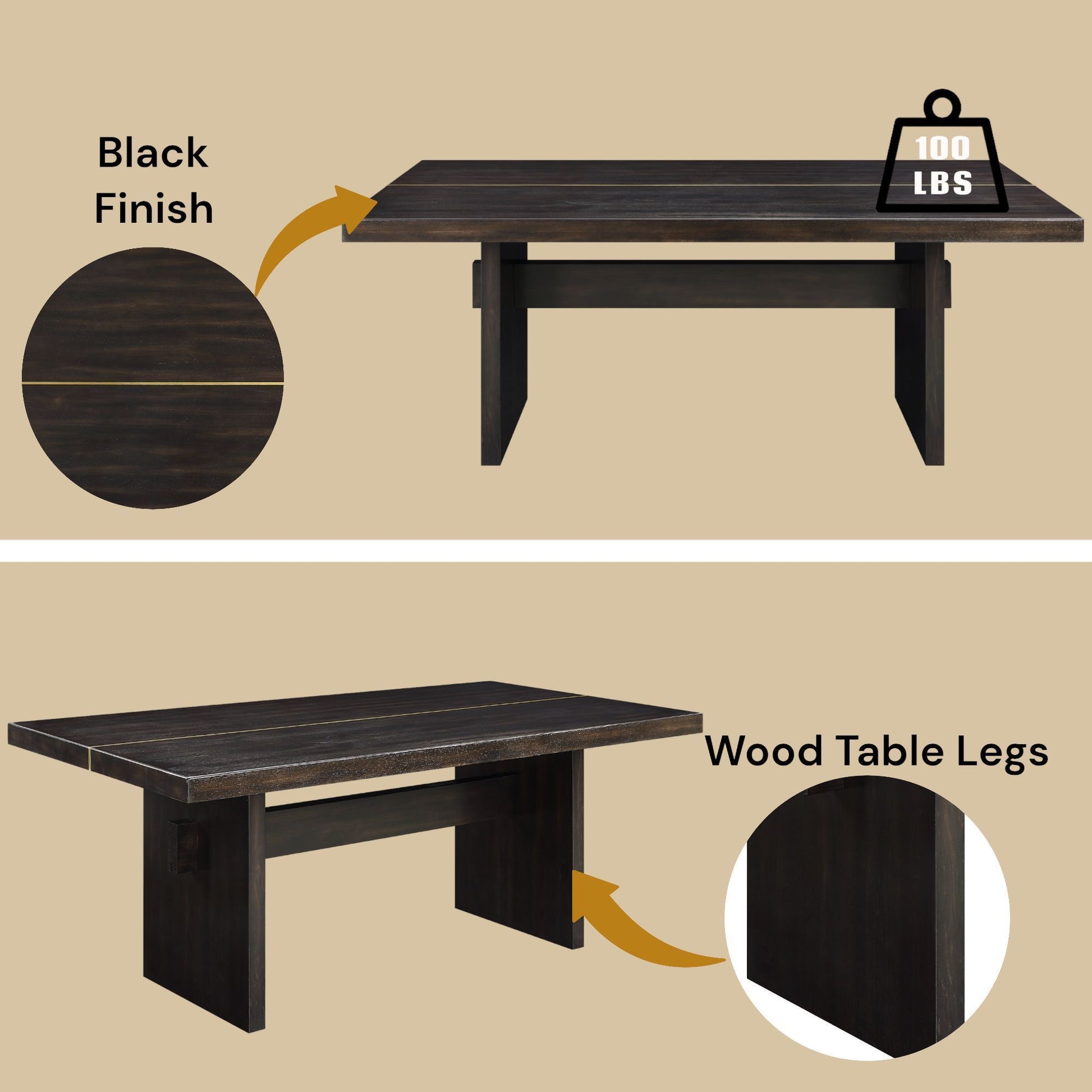 Jaramillo - 7 Pieces Dining Room Set - Gold / Rustic Espresso - Best Buy Furniture